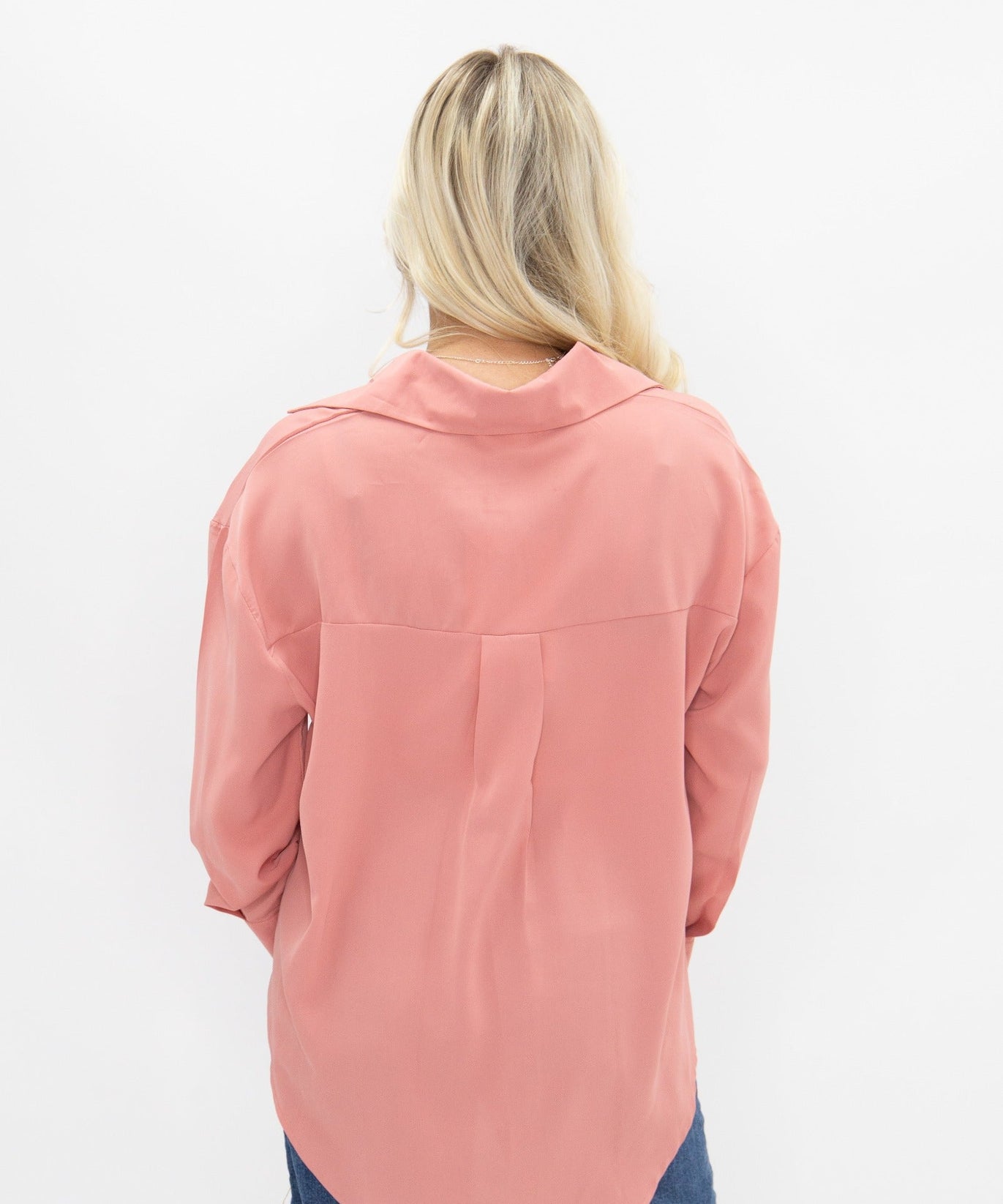 Women's Blush Pink Classic Button-Up Shirt | Relaxed Fit | Lightweight | 100% Polyester