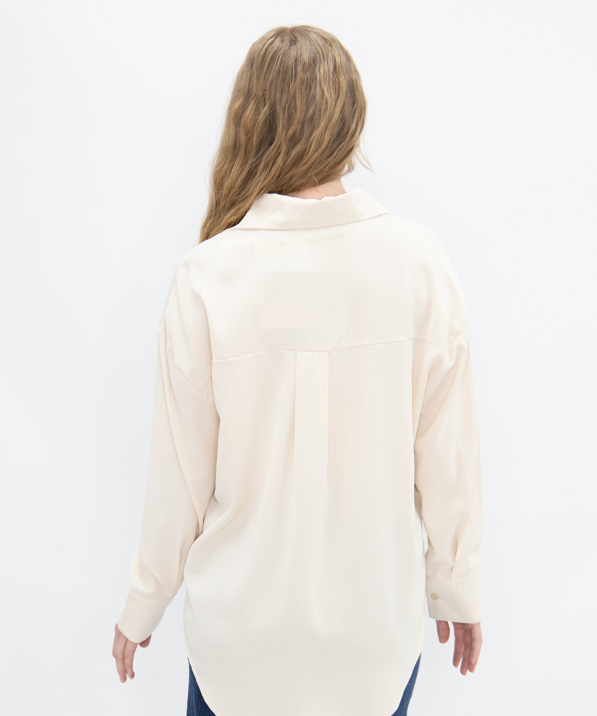Women's Ivory Classic Button-Up Shirt | Relaxed Fit | Lightweight | 100% Polyester