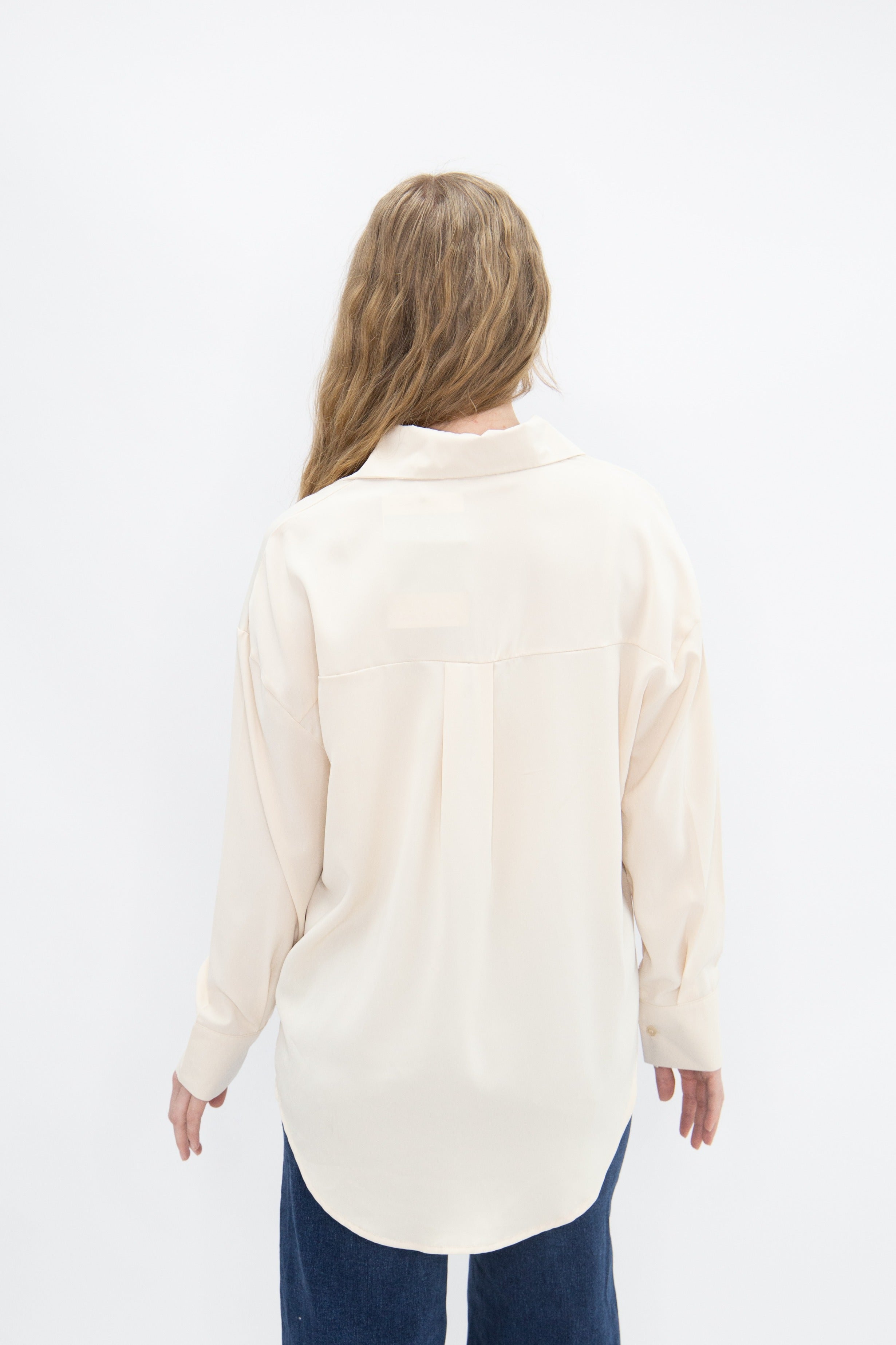 Women's Ivory Classic Button-Up Shirt | Relaxed Fit | Lightweight | 100% Polyester