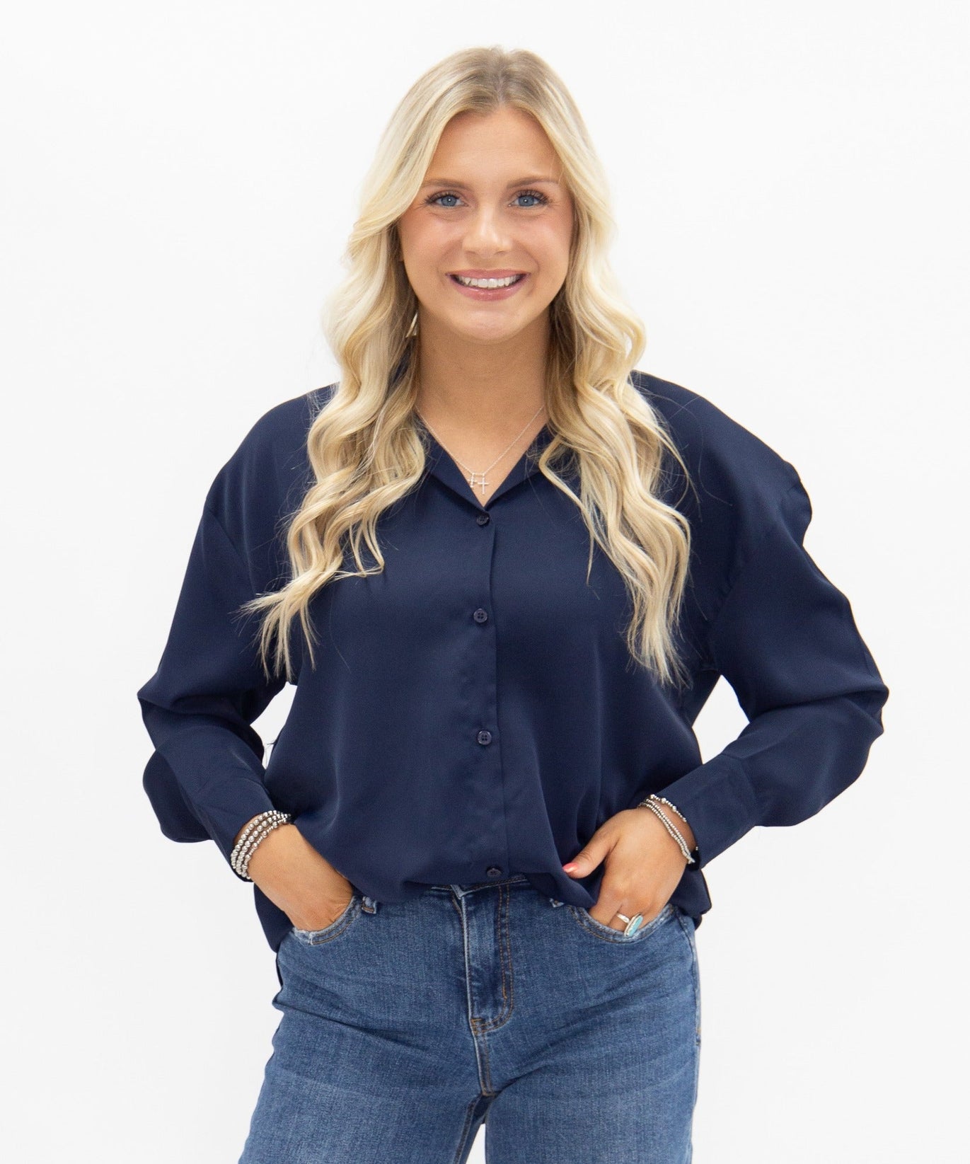 Kathryn Classic Button-Up, Navy