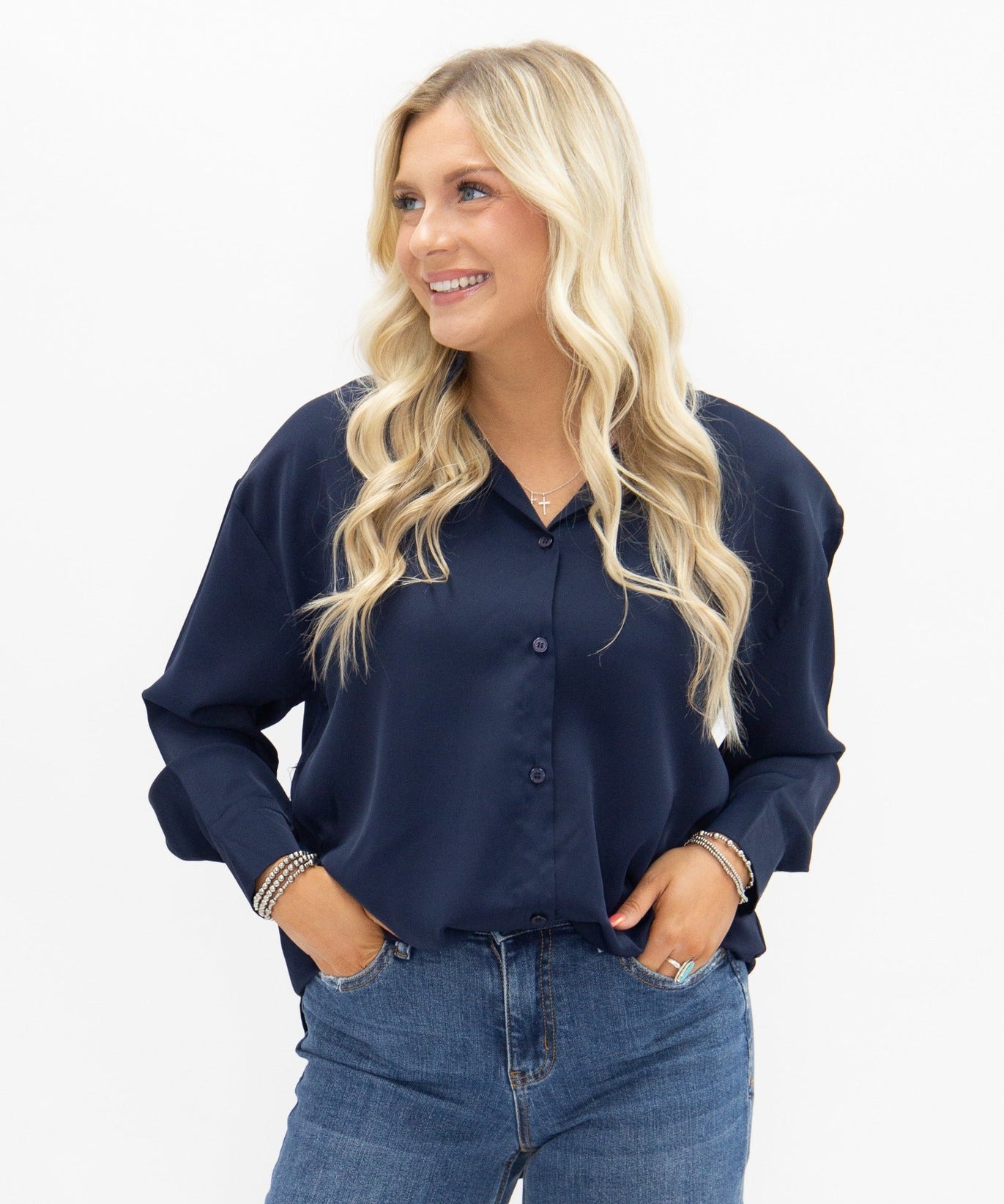 Kathryn Classic Button-Up, Navy