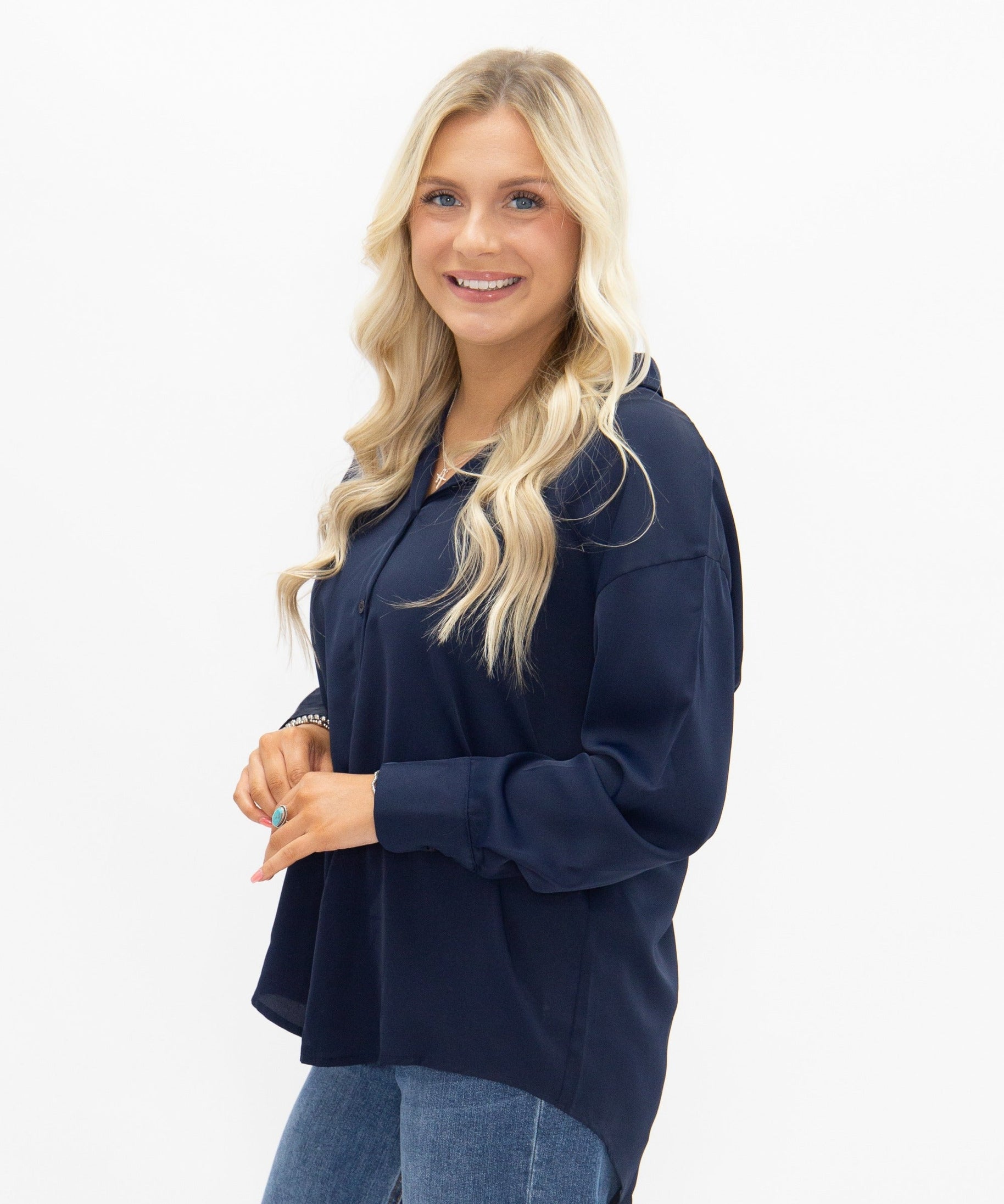 Kathryn Classic Button-Up, Navy