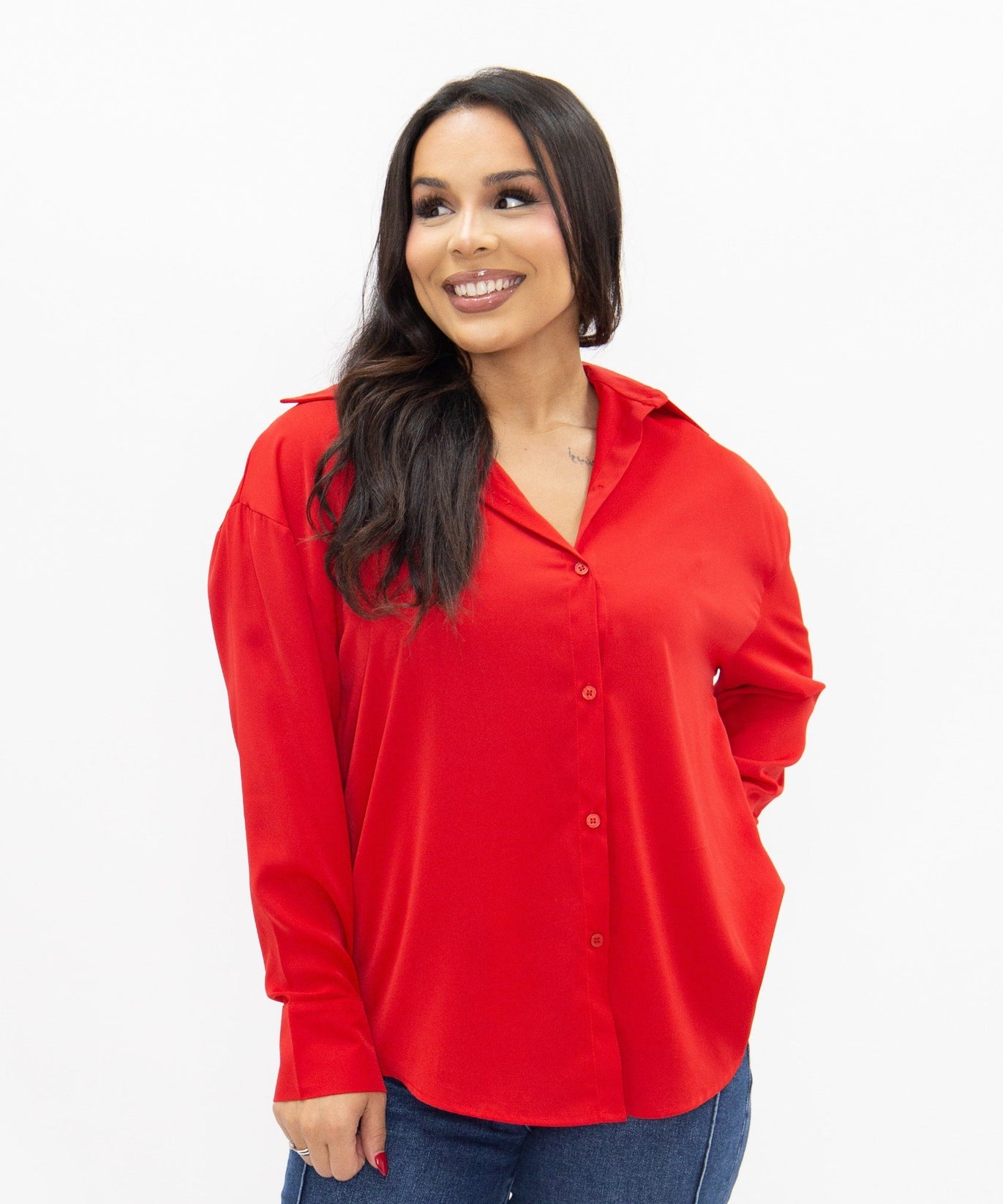 Kathryn Classic Button-Up, Dark Red
