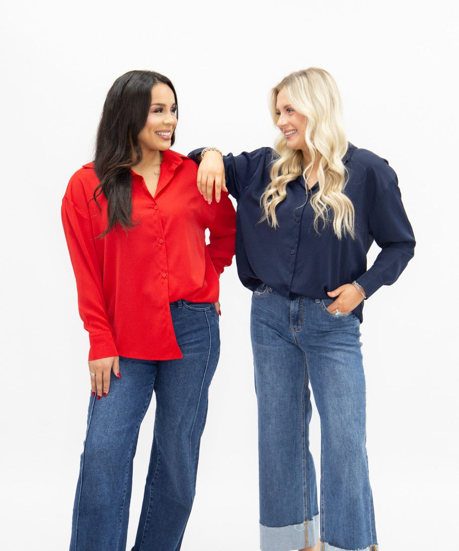 Kathryn Classic Button-Up, Dark Red