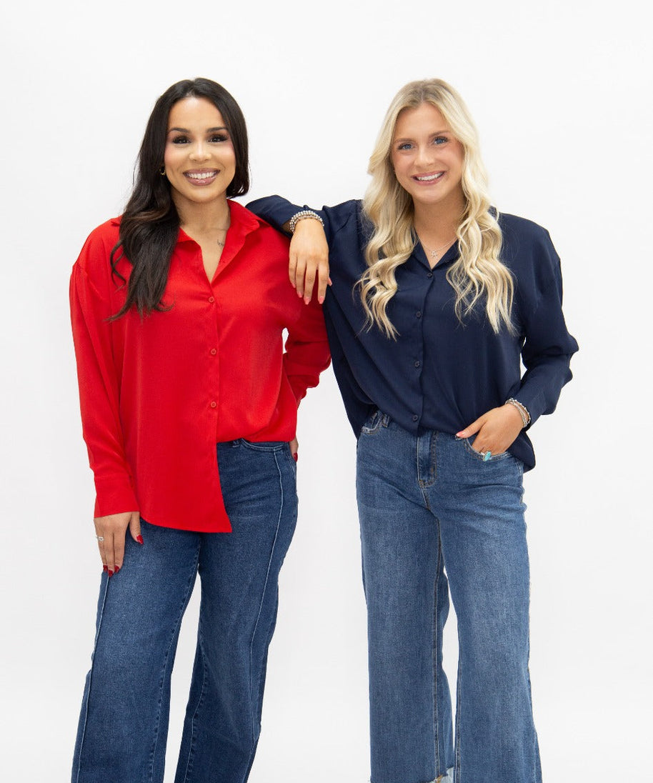Kathryn Classic Button-Up, Dark Red