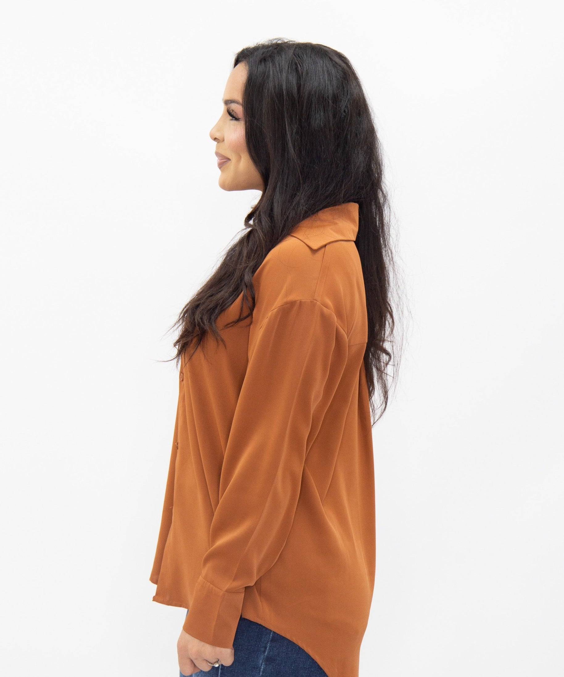 Women's Rust Classic Button-Up Shirt | Relaxed Fit | Lightweight | 100% Polyester