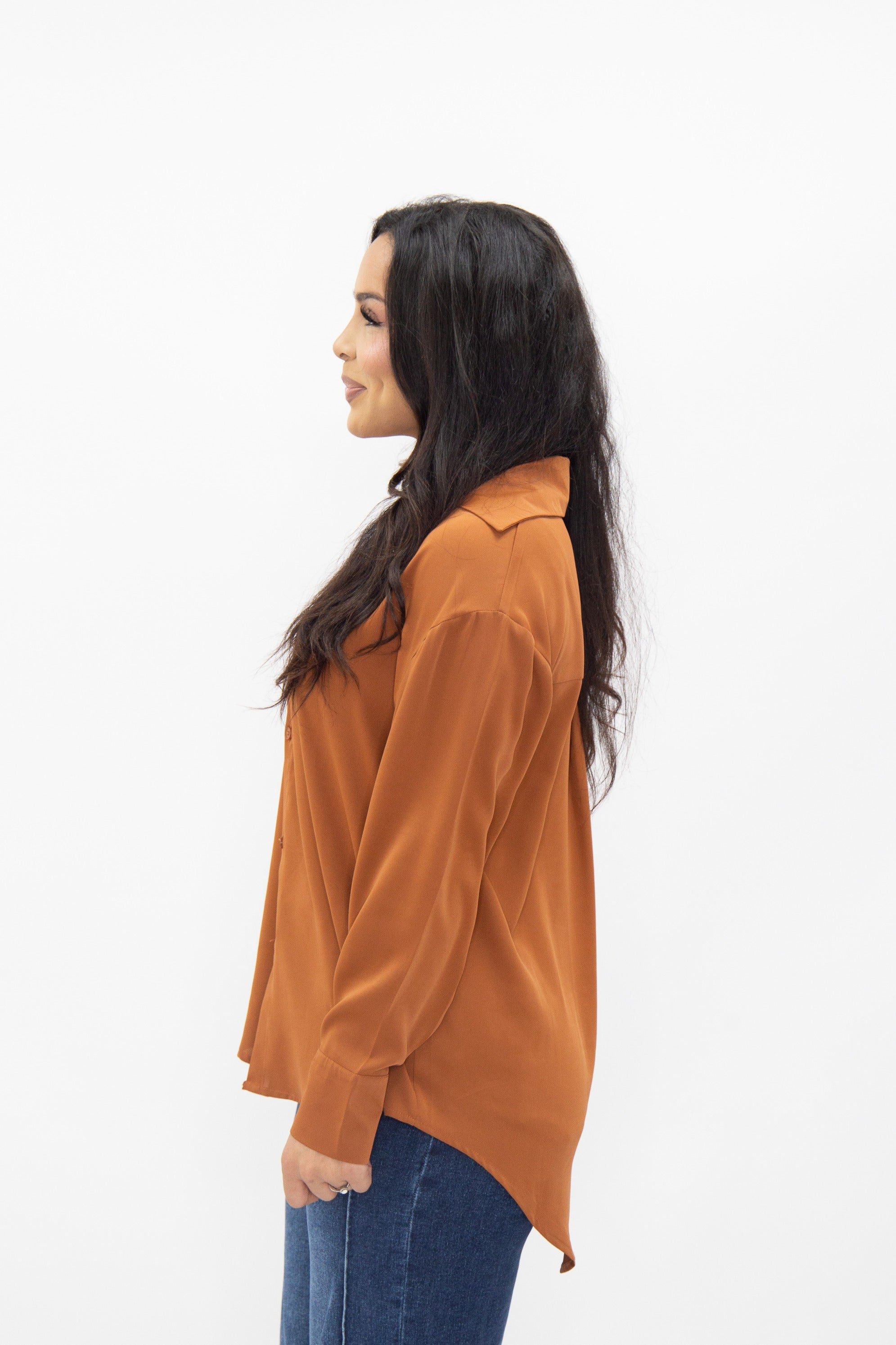 Women's Rust Classic Button-Up Shirt | Relaxed Fit | Lightweight | 100% Polyester