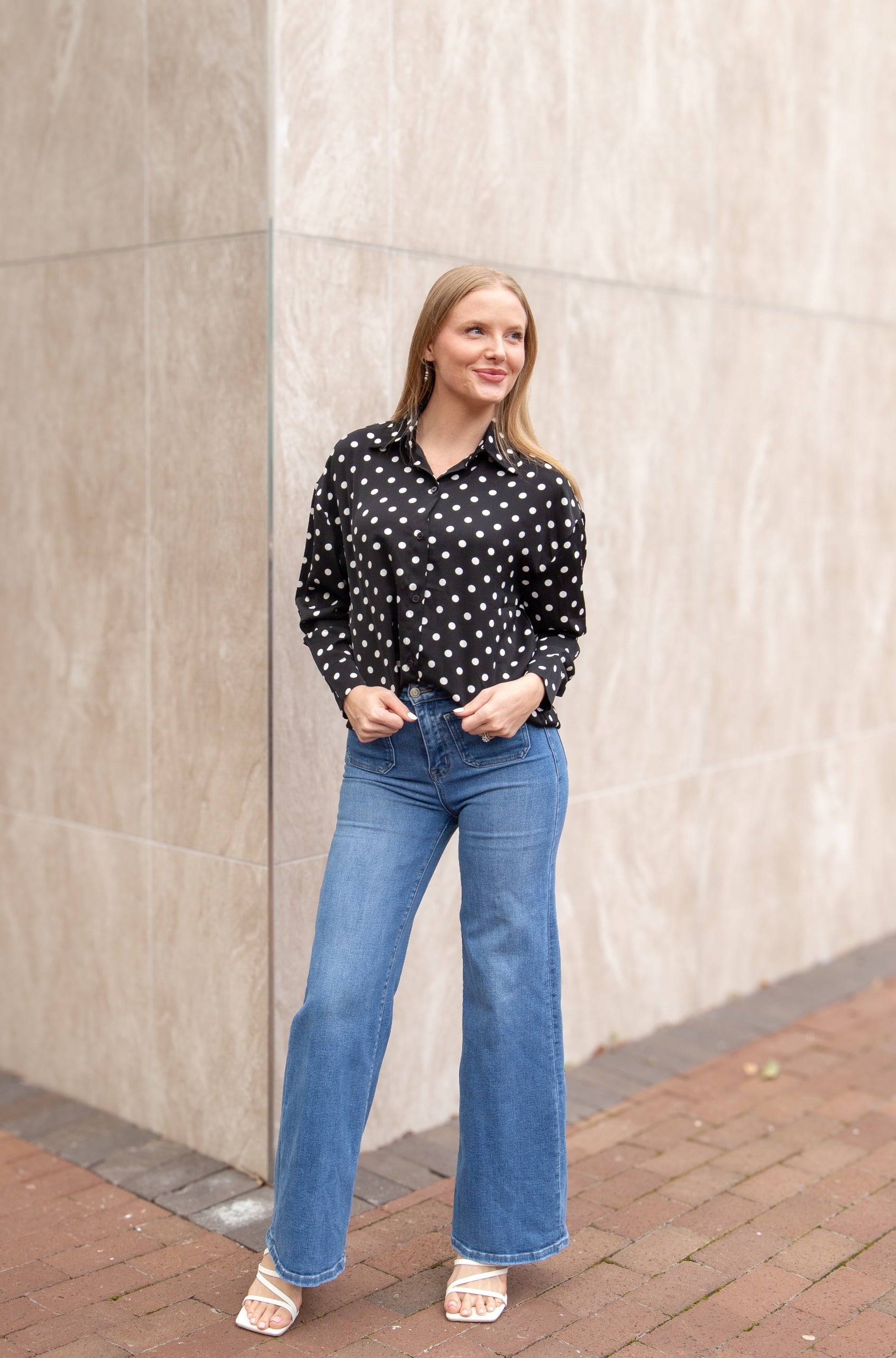 Kathryn Classic Button-Up, Polka-Dot