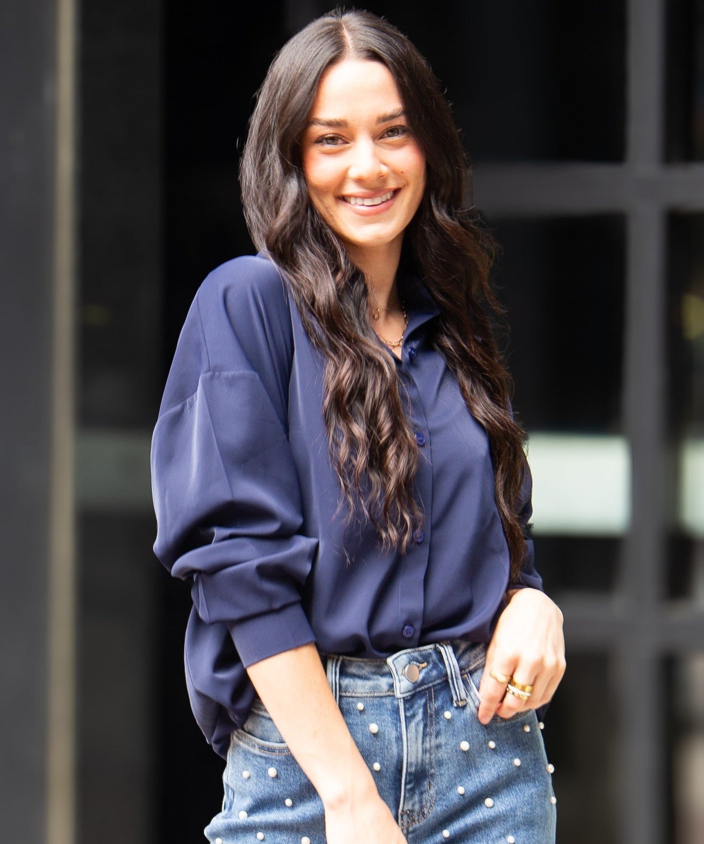 Kathryn Classic Button-Up, Navy