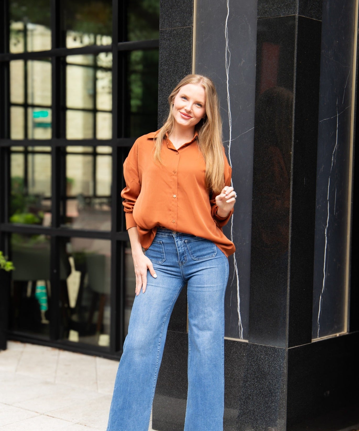 Women's Rust Classic Button-Up Shirt | Relaxed Fit | Lightweight | 100% Polyester