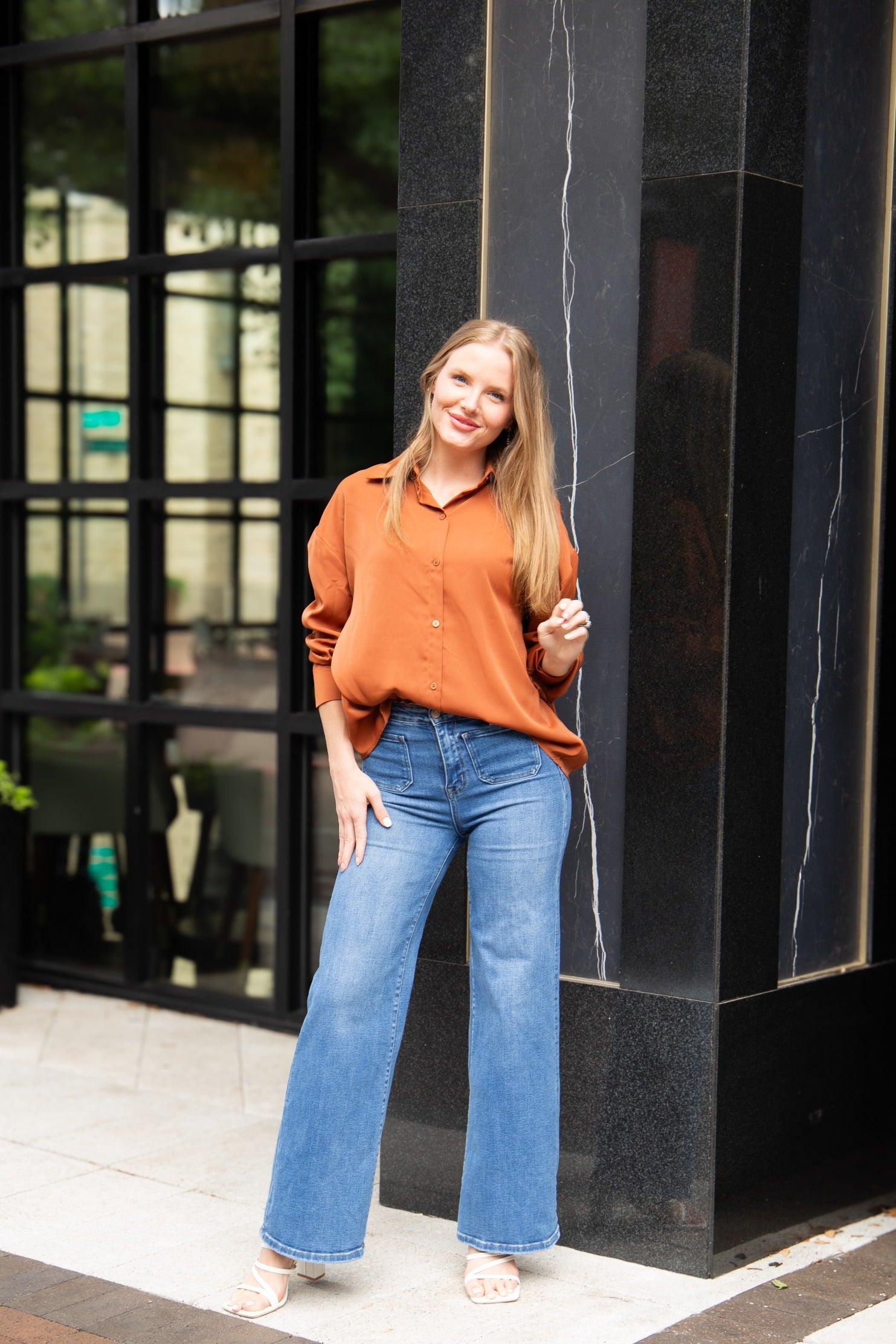 Women's Rust Classic Button-Up Shirt | Relaxed Fit | Lightweight | 100% Polyester