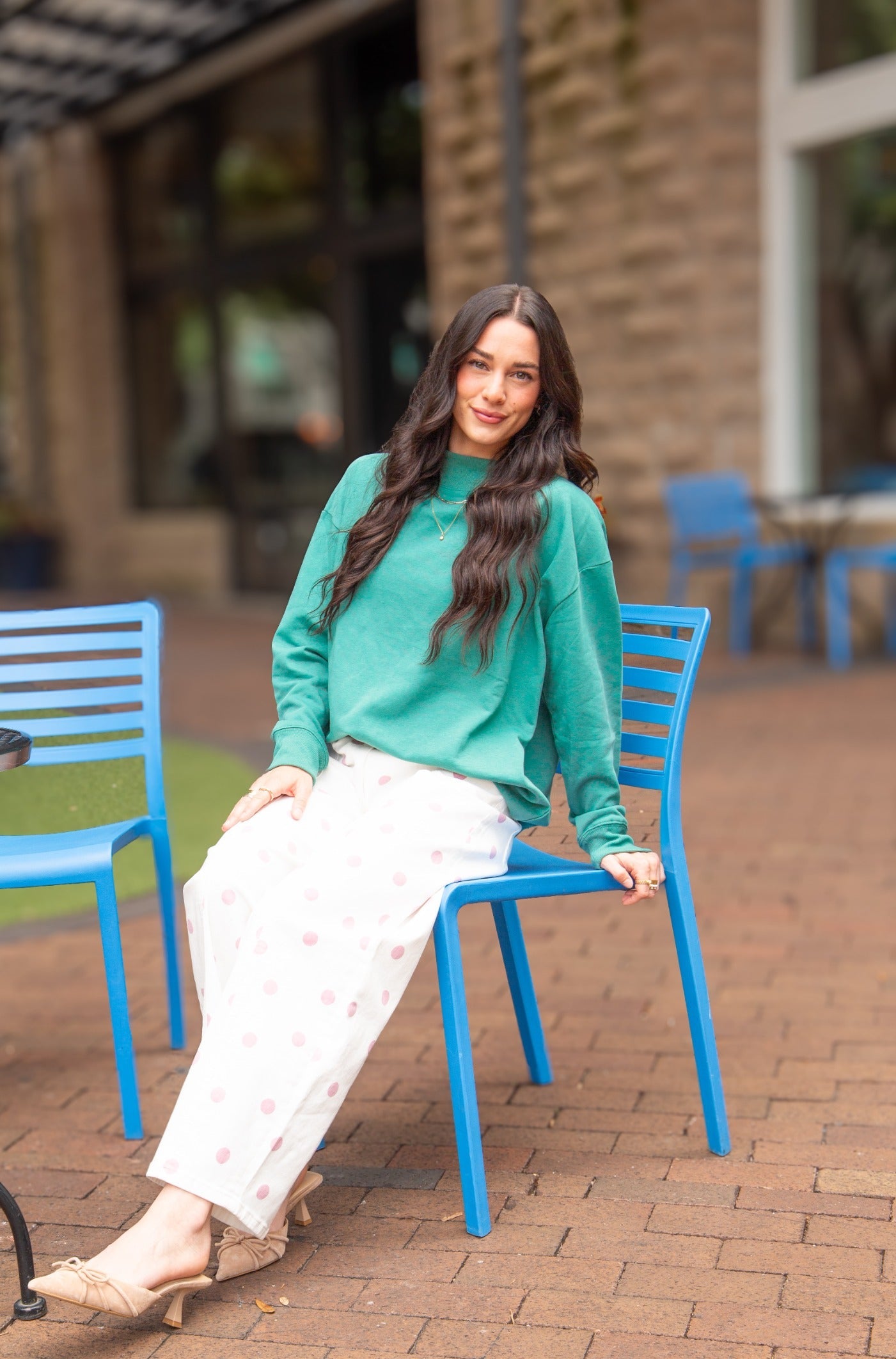 Women's Forest Green Mock Neck Pullover Sweatshirt | Relaxed Fit | Ribbed Cuffs | 60% Cotton