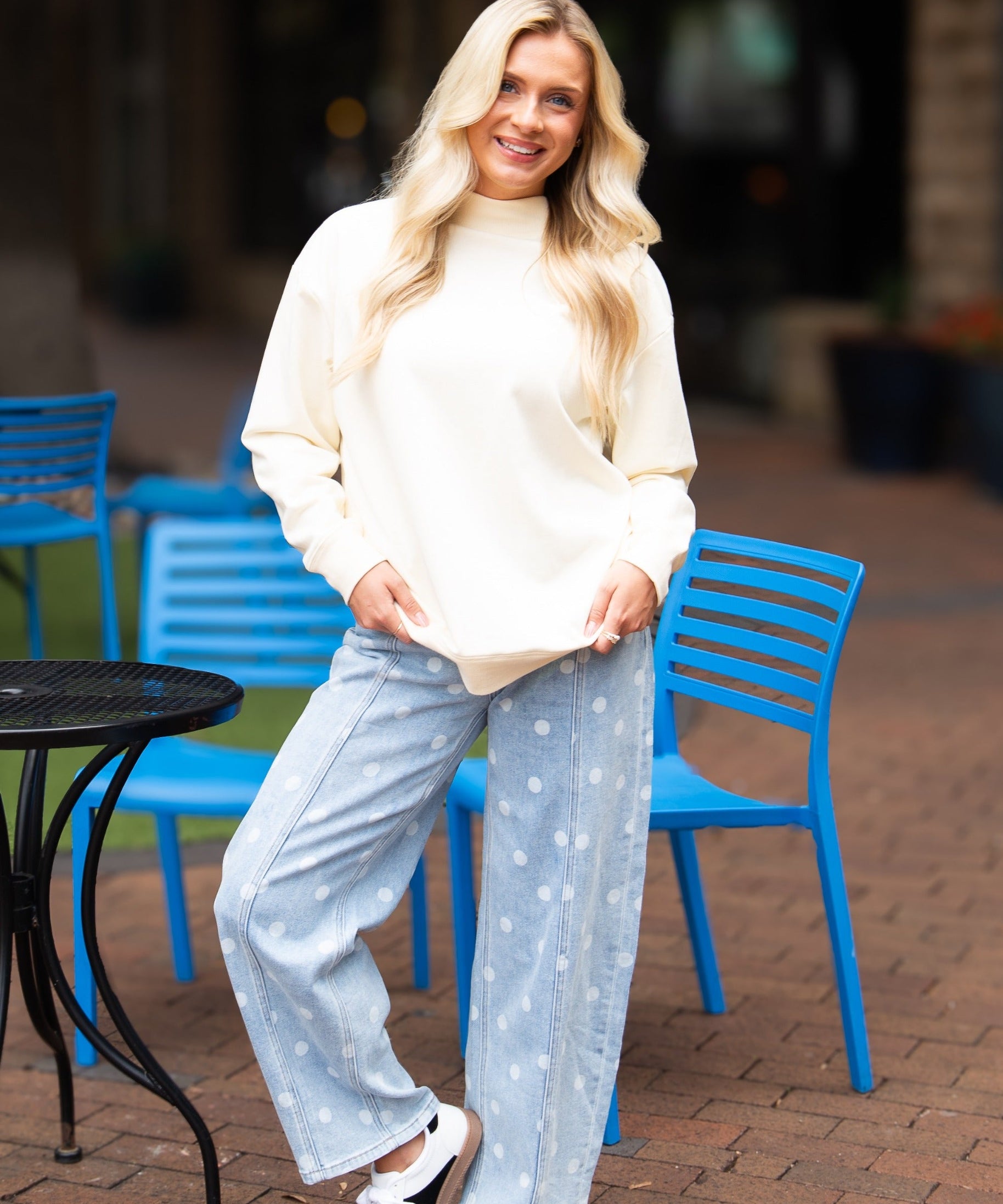 Mock Neck Sweatshirt, Ivory