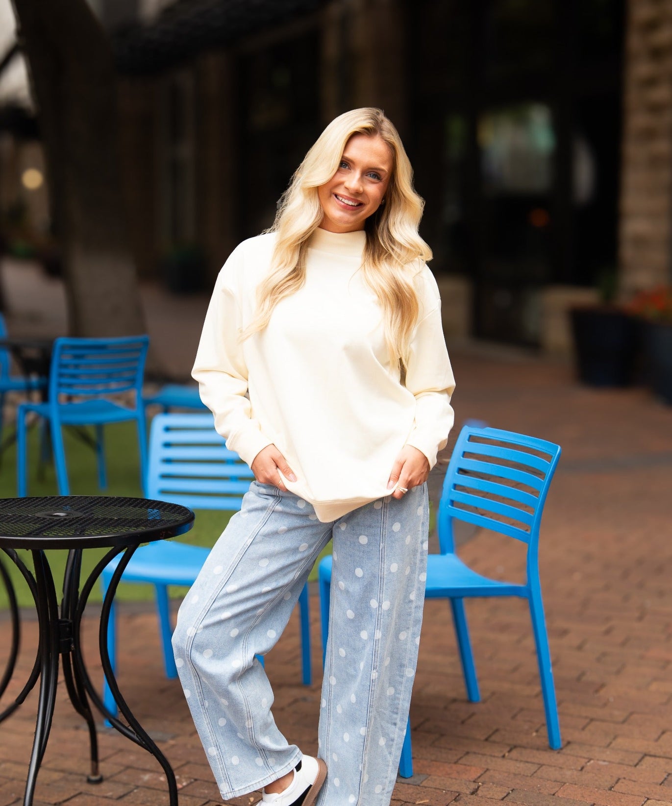 Mock Neck Sweatshirt, Ivory