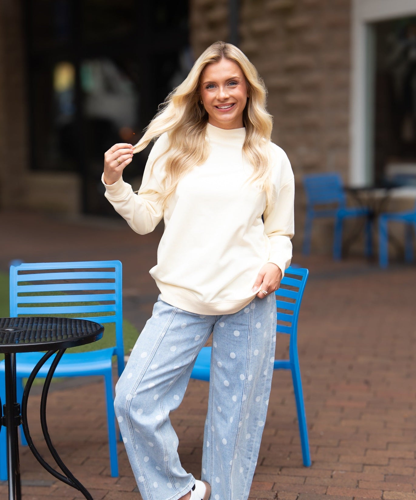 Mock Neck Sweatshirt, Ivory