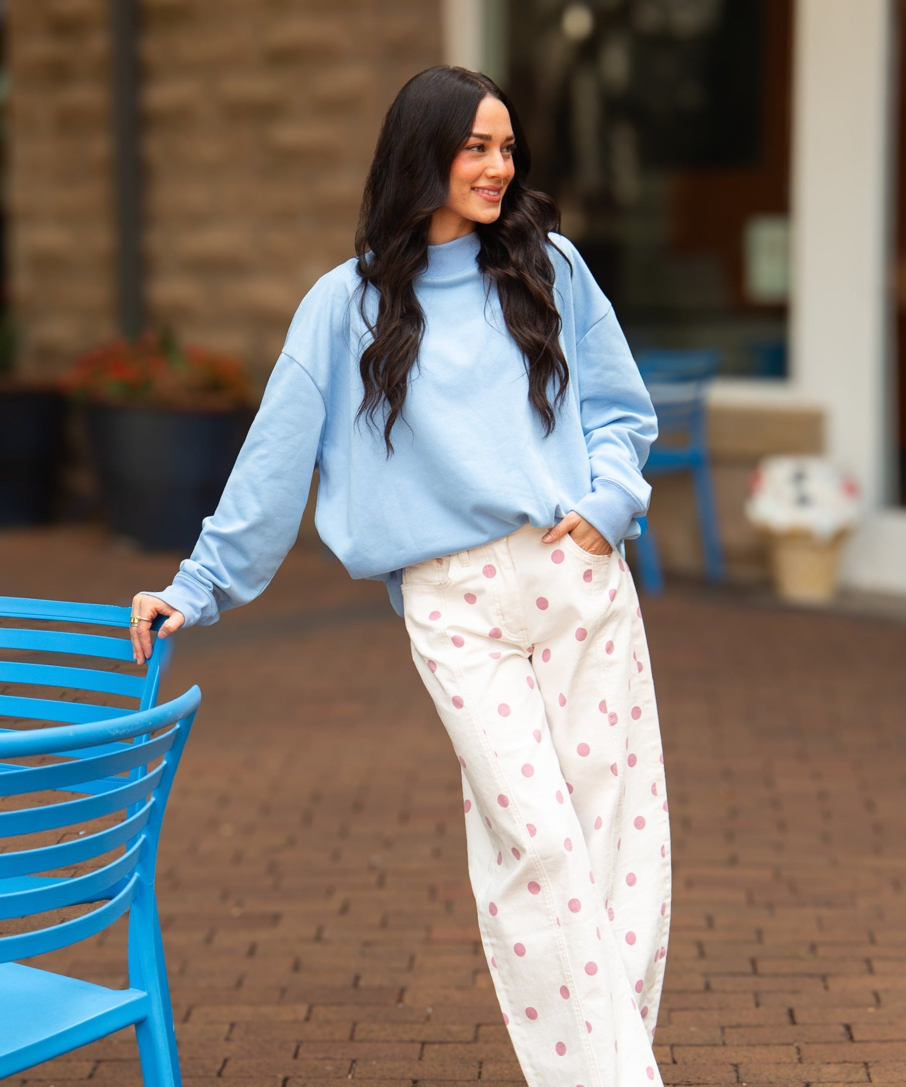 Mock Neck Sweatshirt, Blue