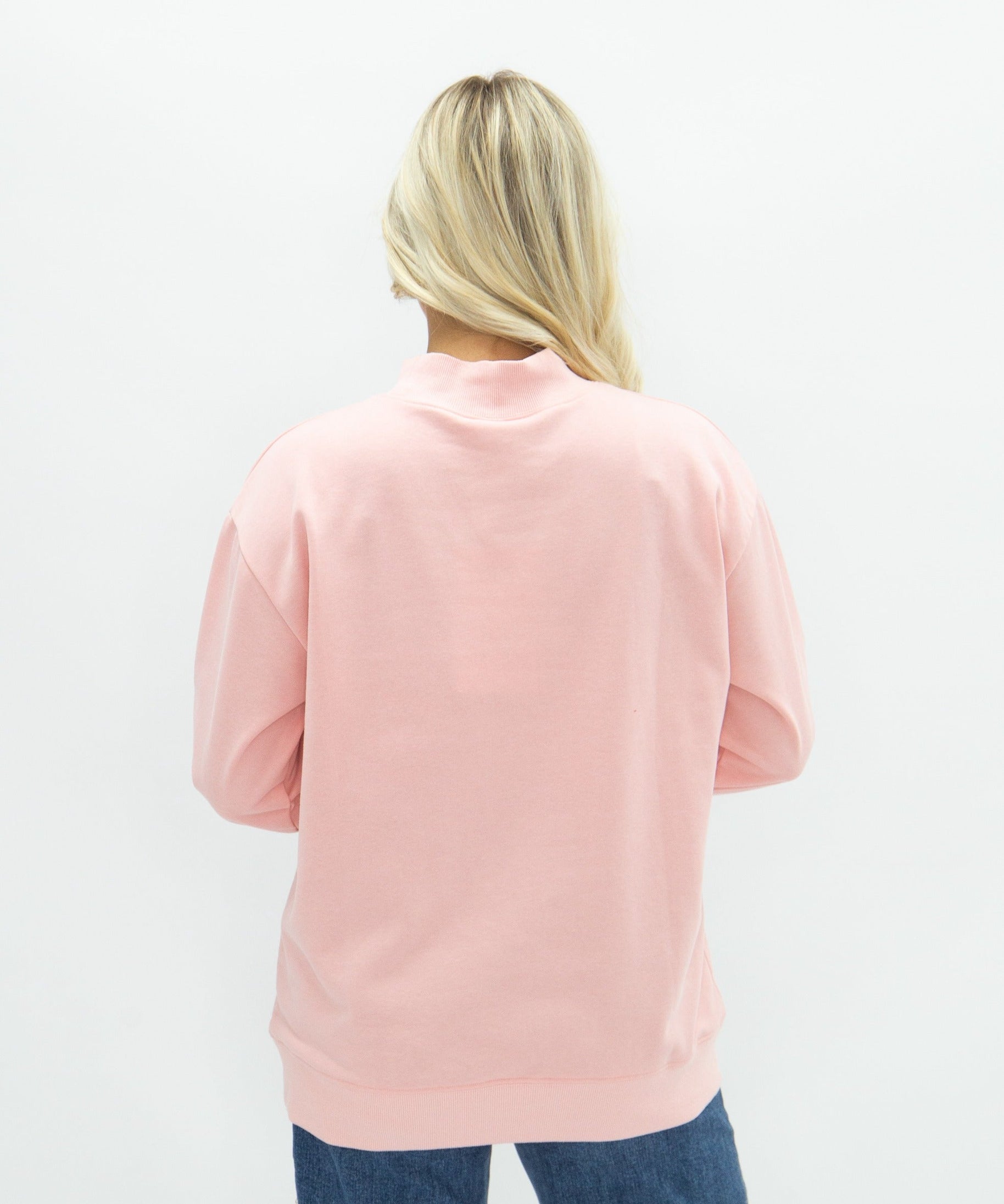 Mock Neck Sweatshirt, Light Pink
