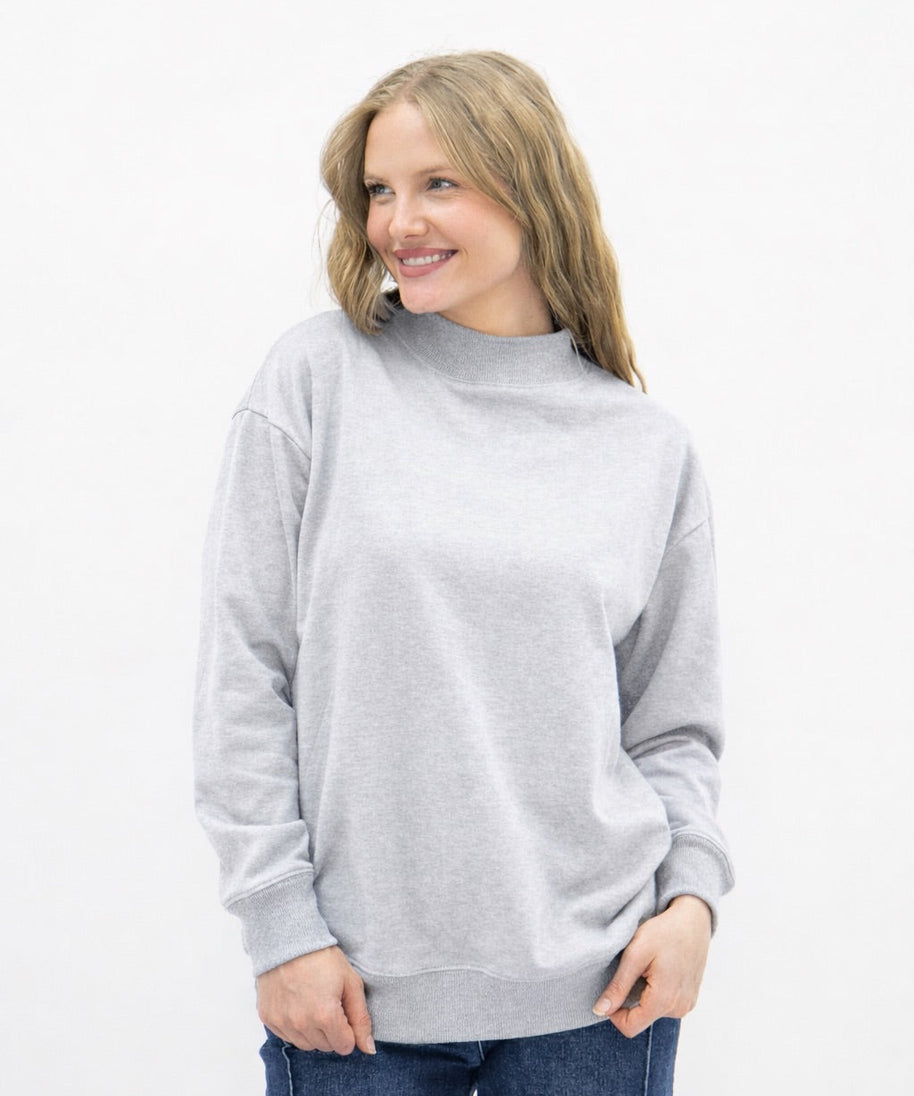 Mock Neck Sweatshirt, Grey