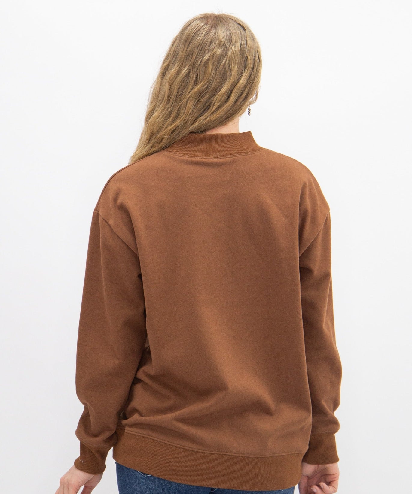 Mock Neck Sweatshirt, Brown