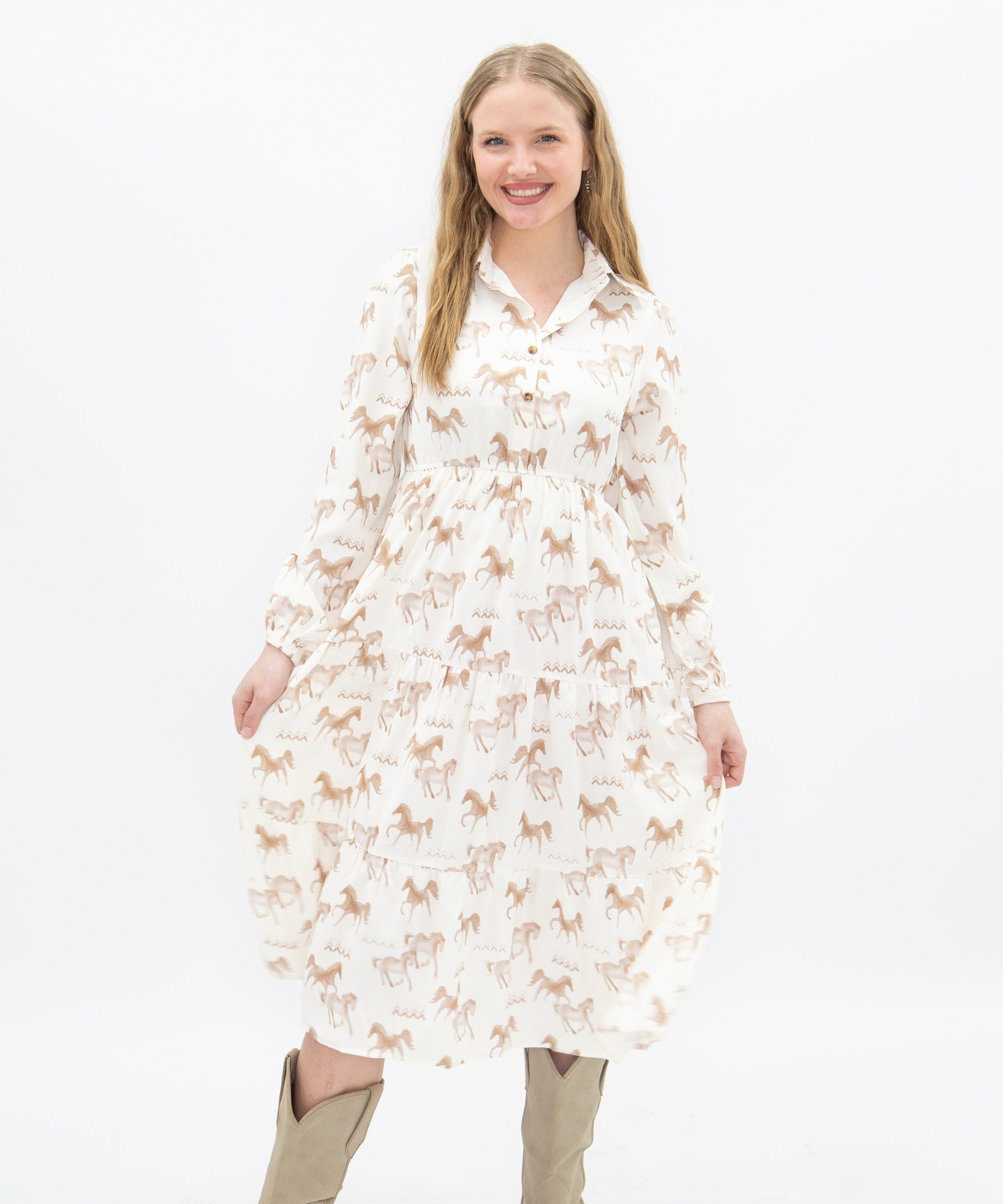 Horse Print Shirt Dress