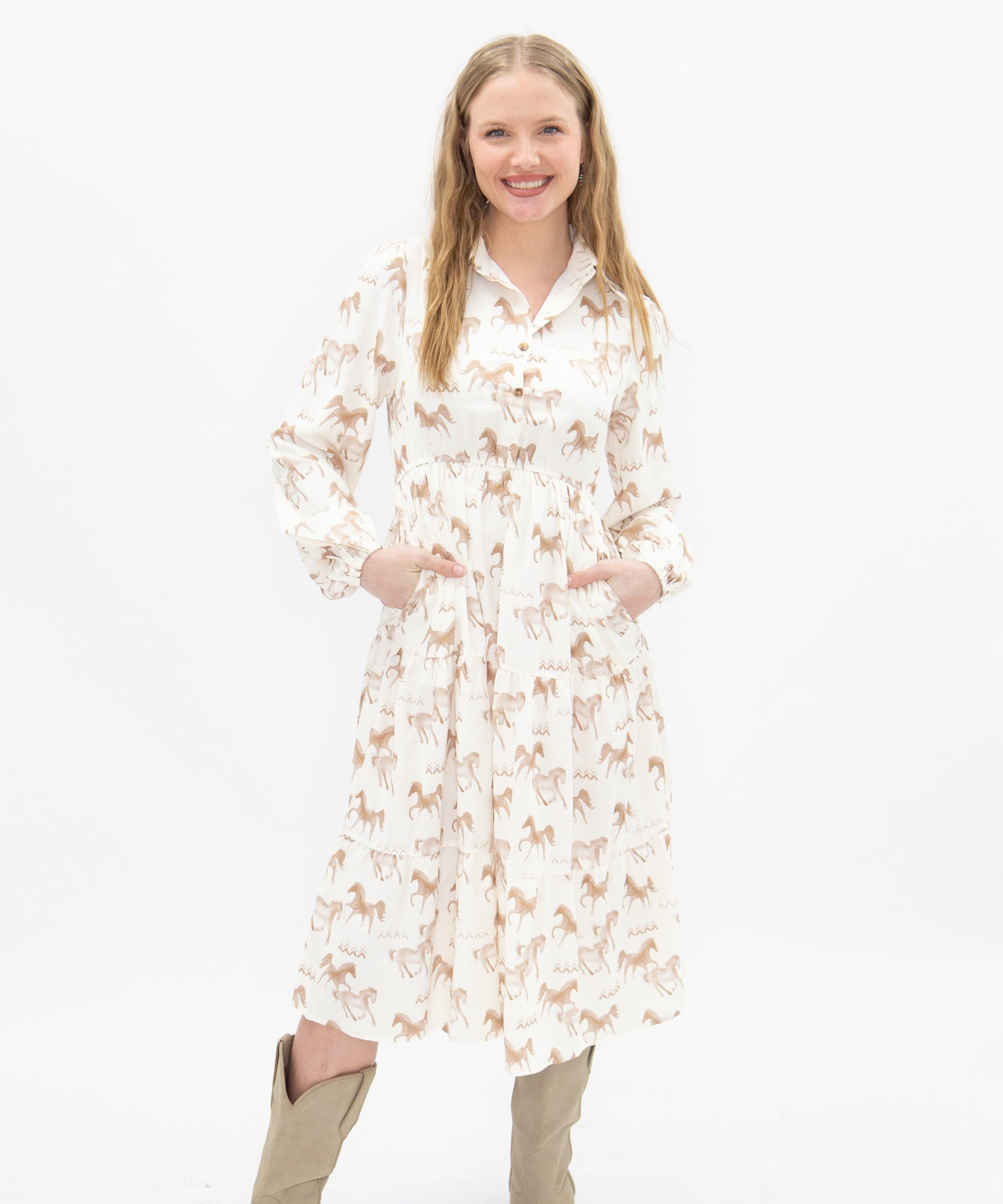 Horse Print Shirt Dress