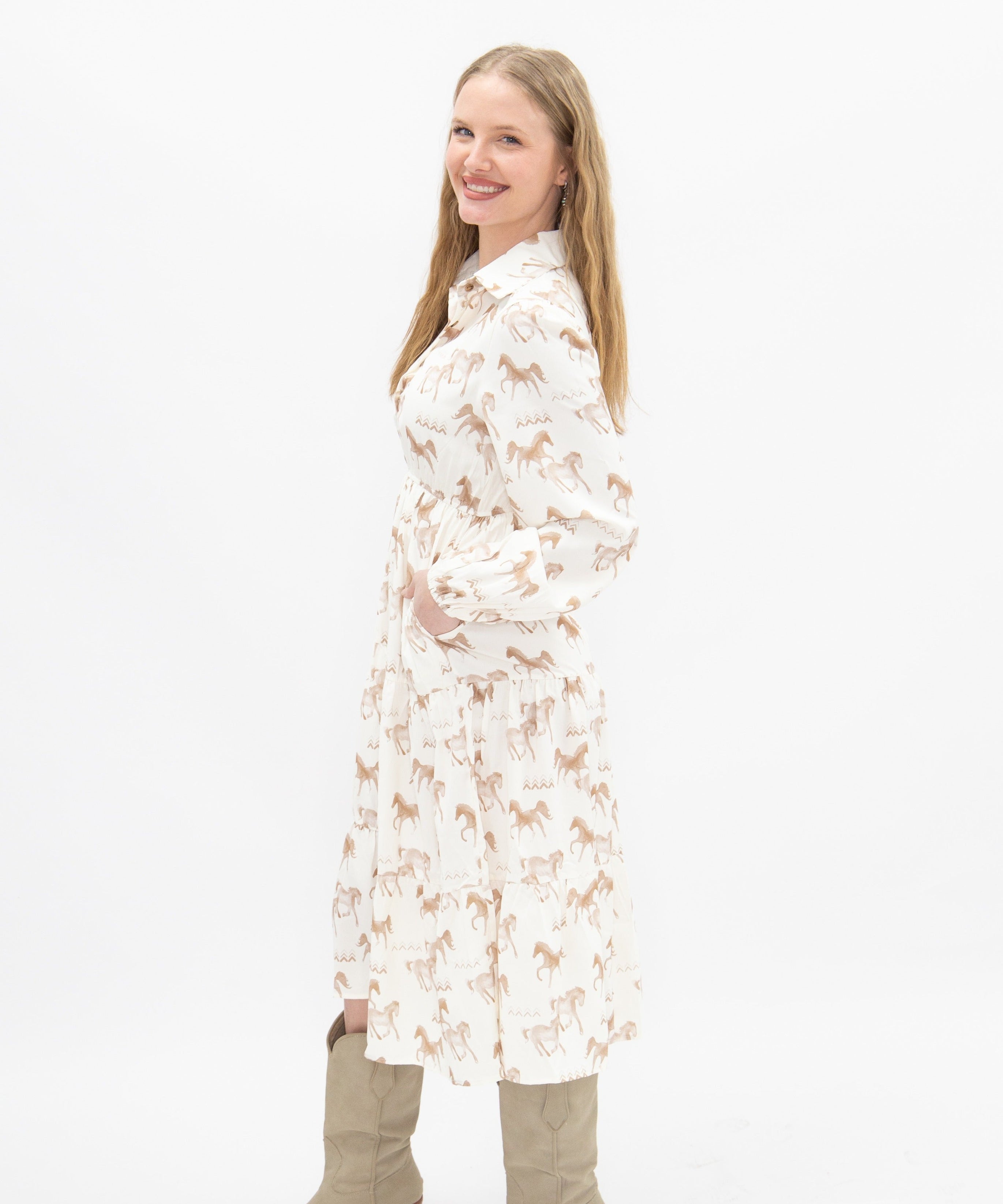 Horse Print Shirt Dress
