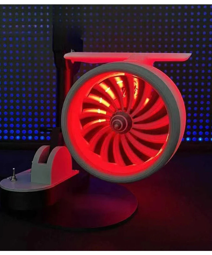 Functional USB Desk Fan with Jet Engine Style Humidifier Mist Function and LED Tail Flame Light for Ambient Airflow