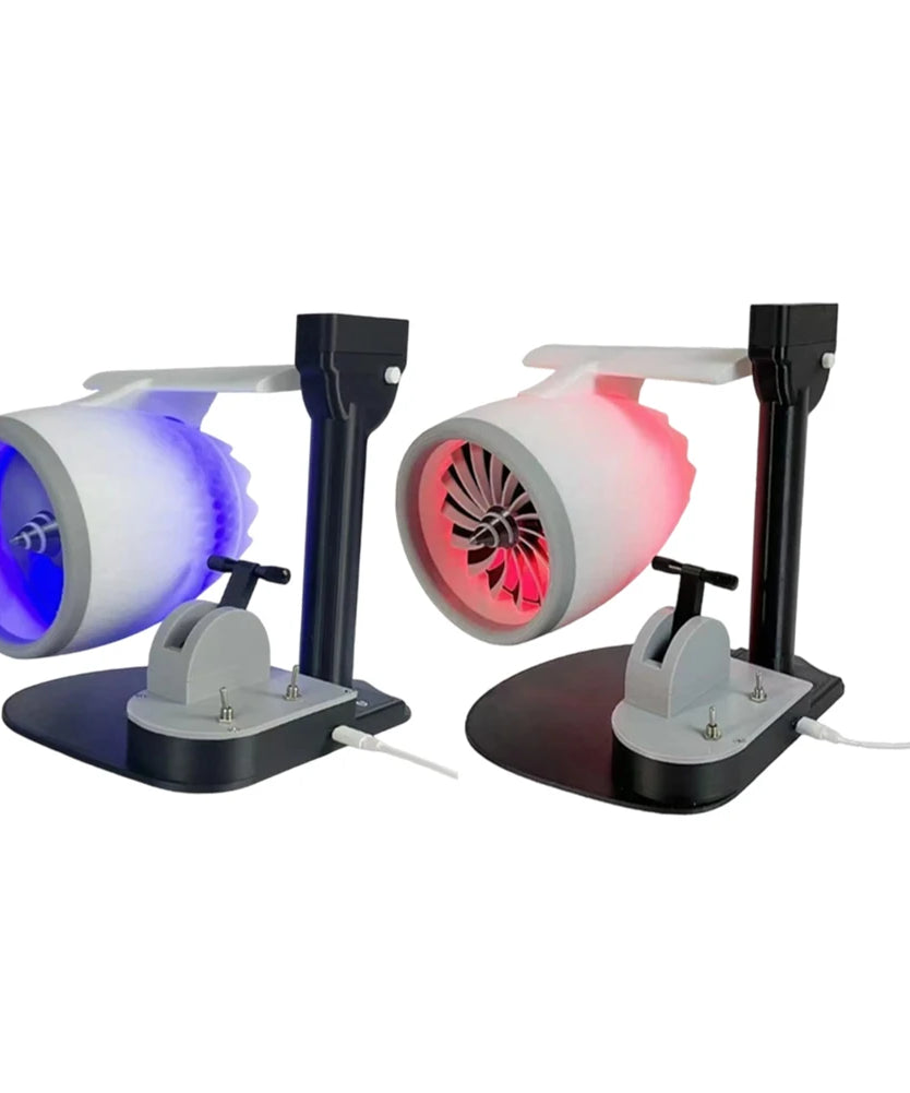 Functional USB Desk Fan with Jet Engine Style Humidifier Mist Function and LED Tail Flame Light for Ambient Airflow