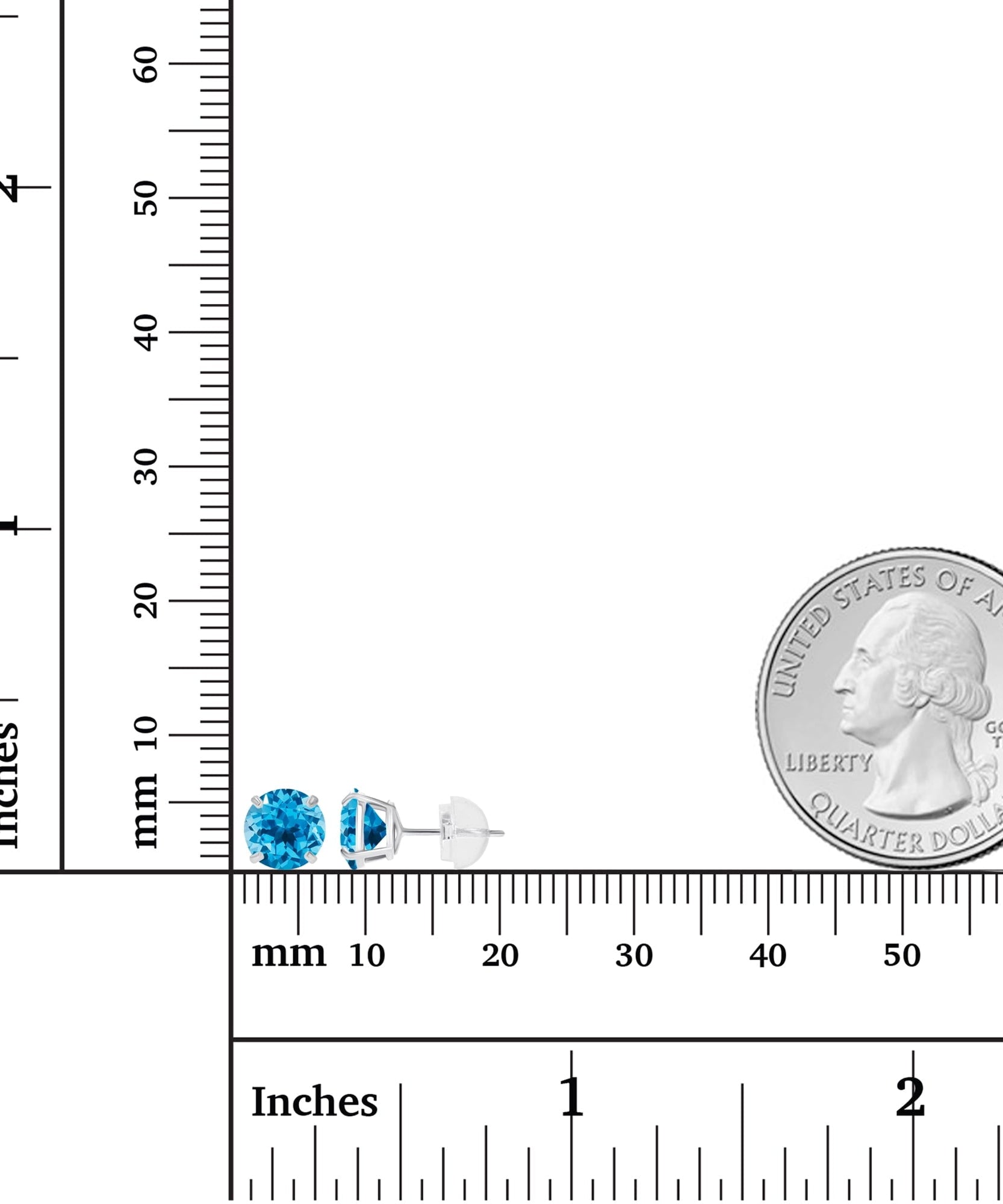 2.00 CTW Natural Swiss Blue Topaz Stud Earrings in 14K White Gold