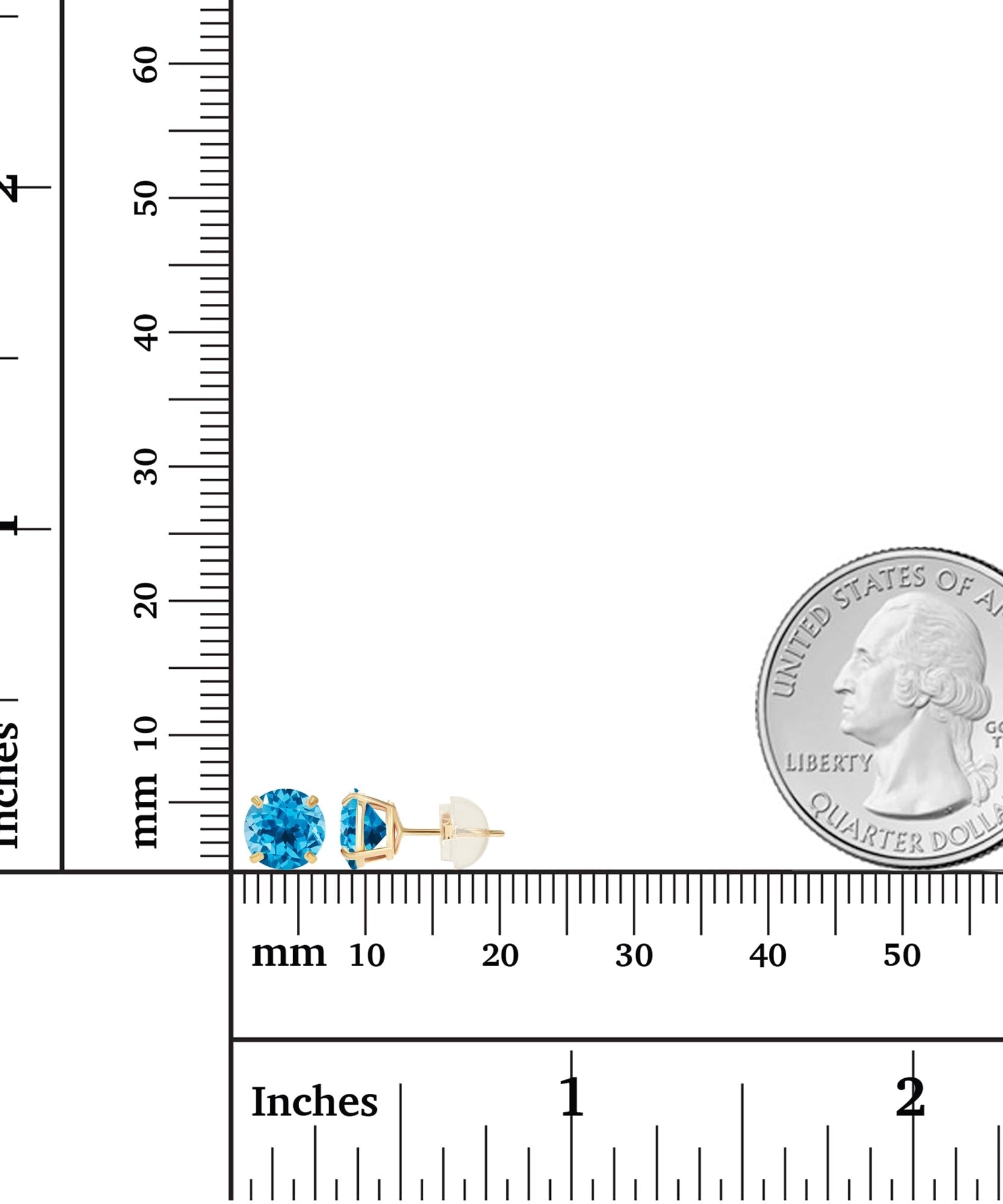 2.00 CTW Natural Swiss Blue Topaz Stud Earrings in 14K Yellow Gold