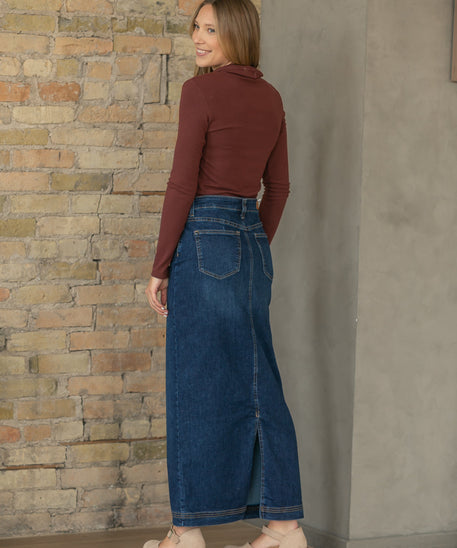 Bria Dark Wash Denim Maxi Skirt - FINAL SALE
