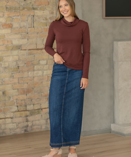 Bria Dark Wash Denim Maxi Skirt - FINAL SALE
