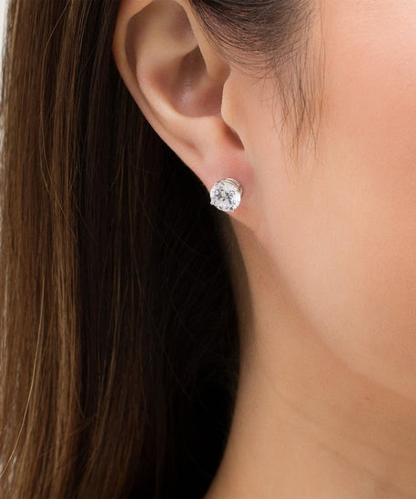 3.50 CTW Lab-Grown Round Diamond Stud Earrings in 14k Gold – E-F/VS AGI Certified