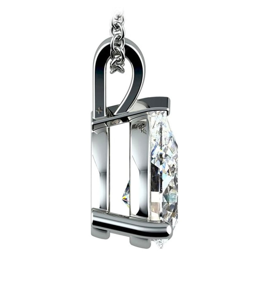 2.00 CTW AGI Certified Pear-Cut Lab-Grown Diamond (F/VS) Pendant in 14K White Gold