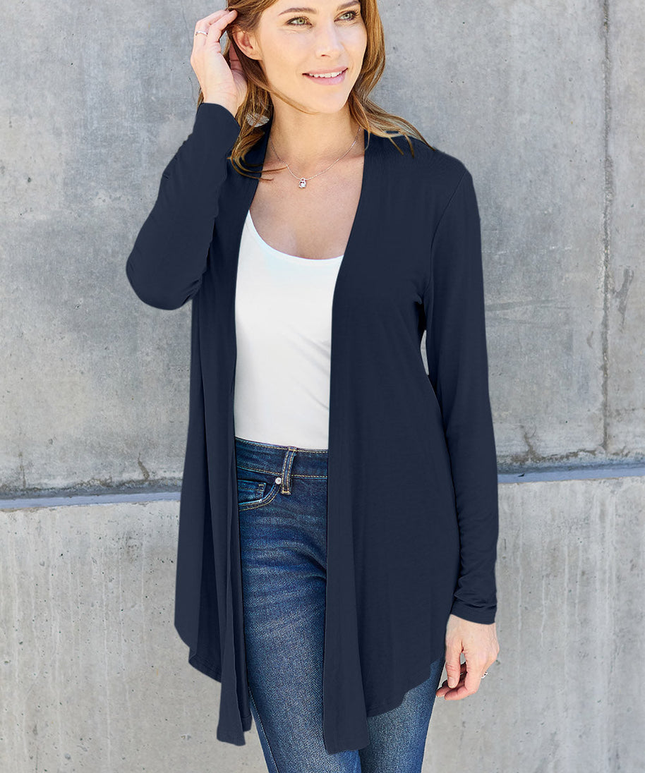 Basic Bae Full Size Open Front Long Sleeve Cardigan