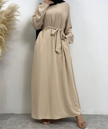 Women's Lace Up Pocket Muslim Dress
