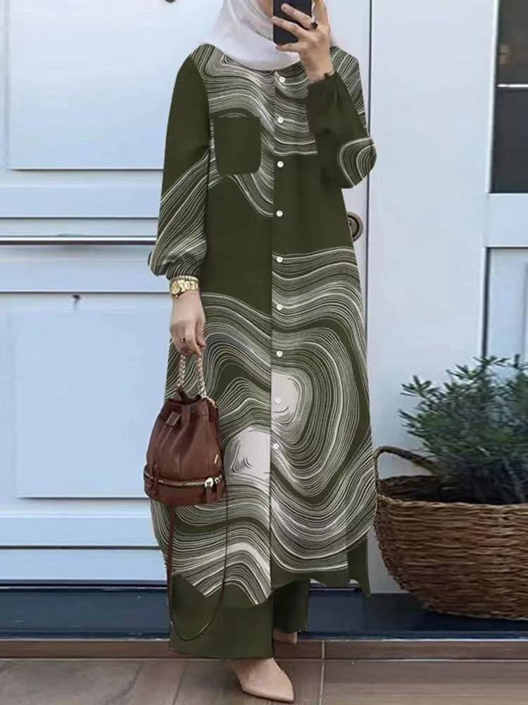 Muslim-Inspired Long Sleeve Shirt and Pants Set