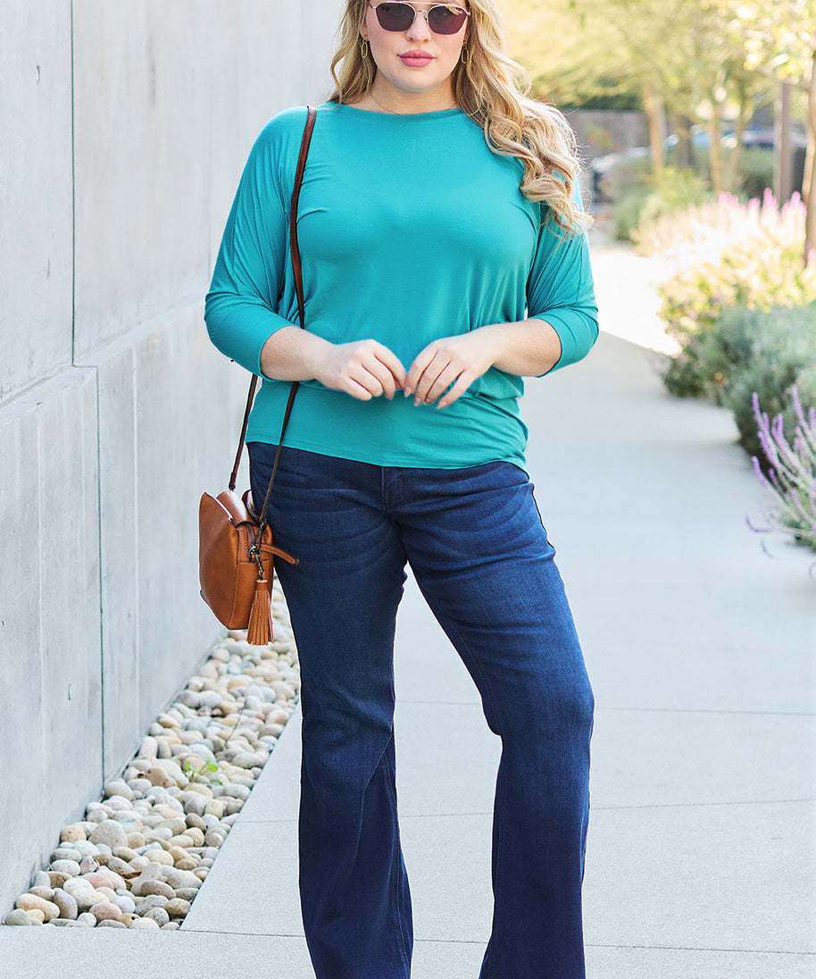 Basic Bae Full Size Round Neck Batwing Sleeve Top
