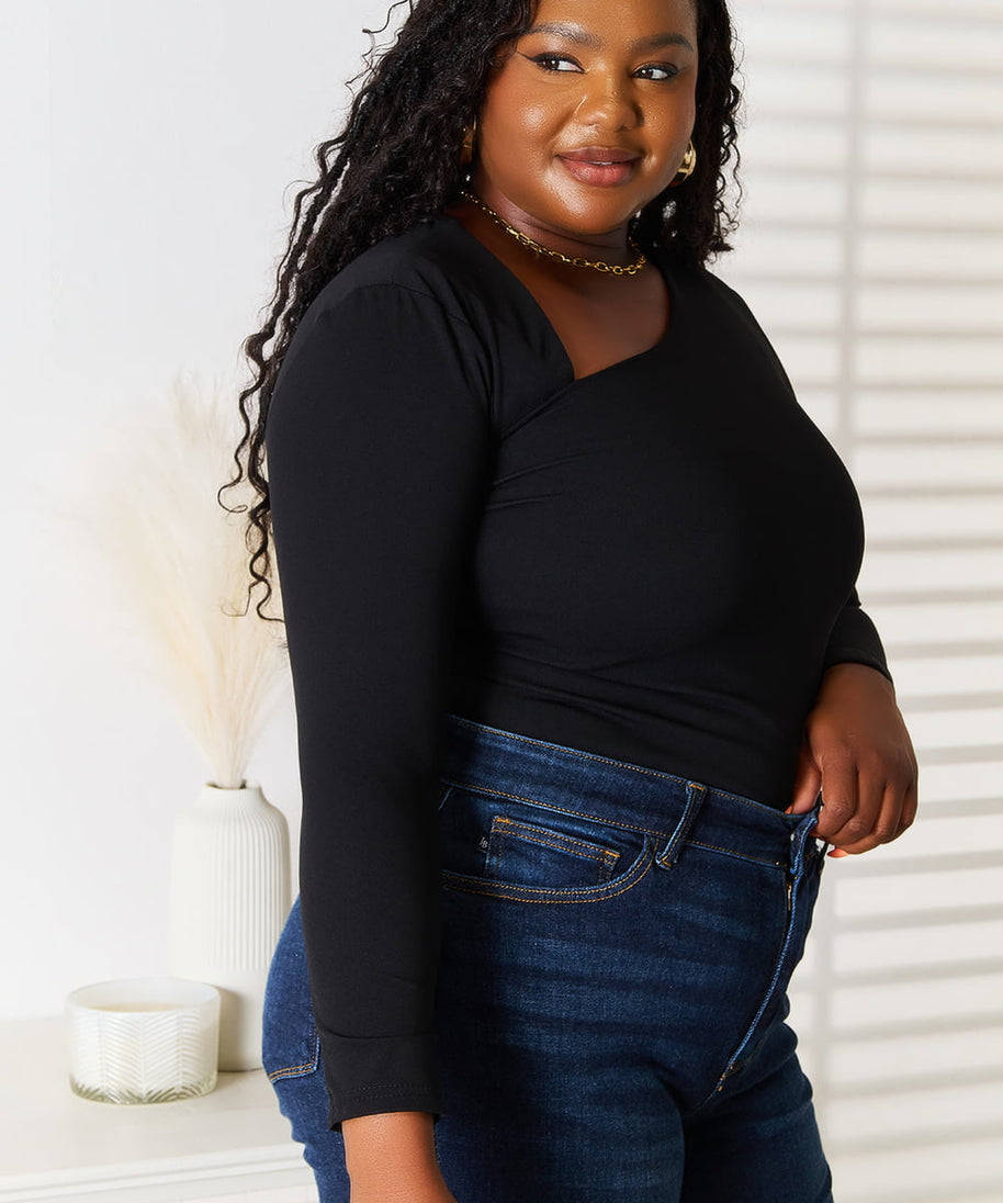 Basic Bae Asymmetrical Neck Long Sleeve Top