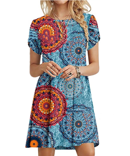 Printed Pocket Dress for Women
