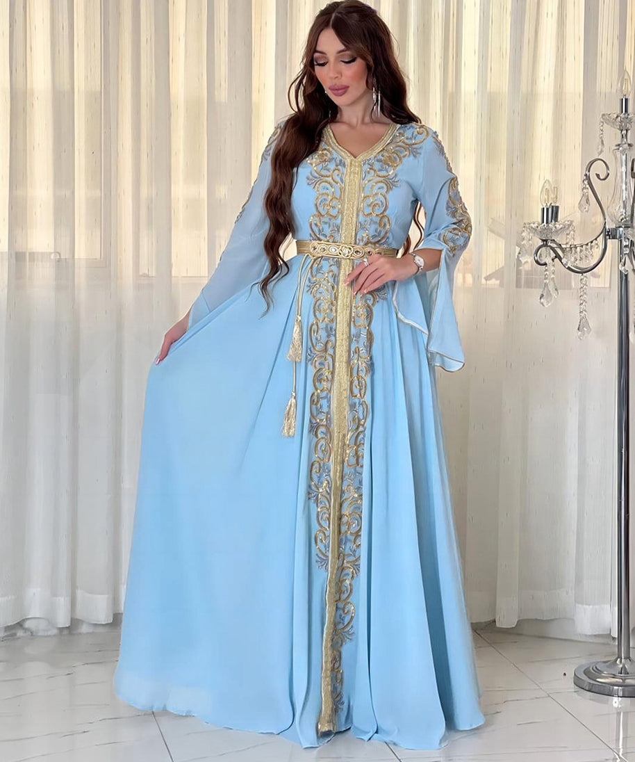 Embroidered Dress for Muslim Party and Evening Events