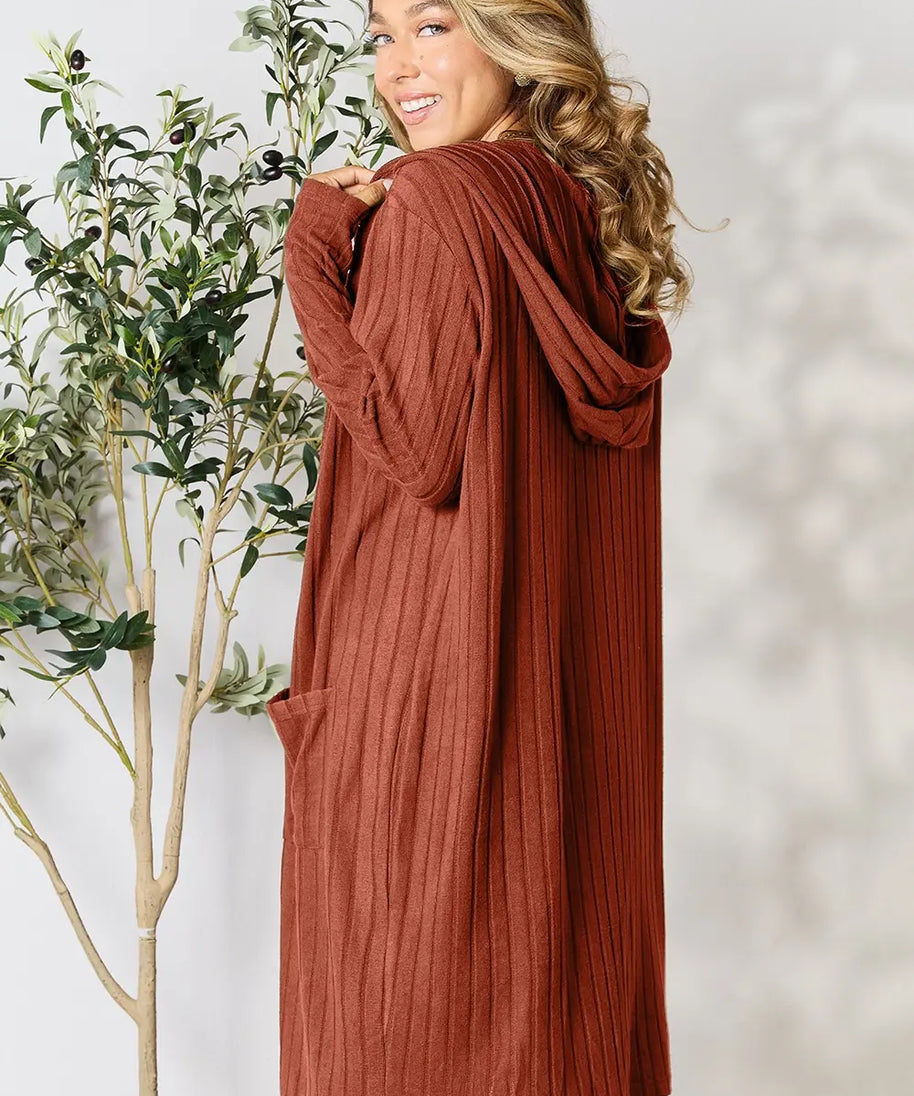 Basic Bae Full Size Hooded Sweater Cardigan