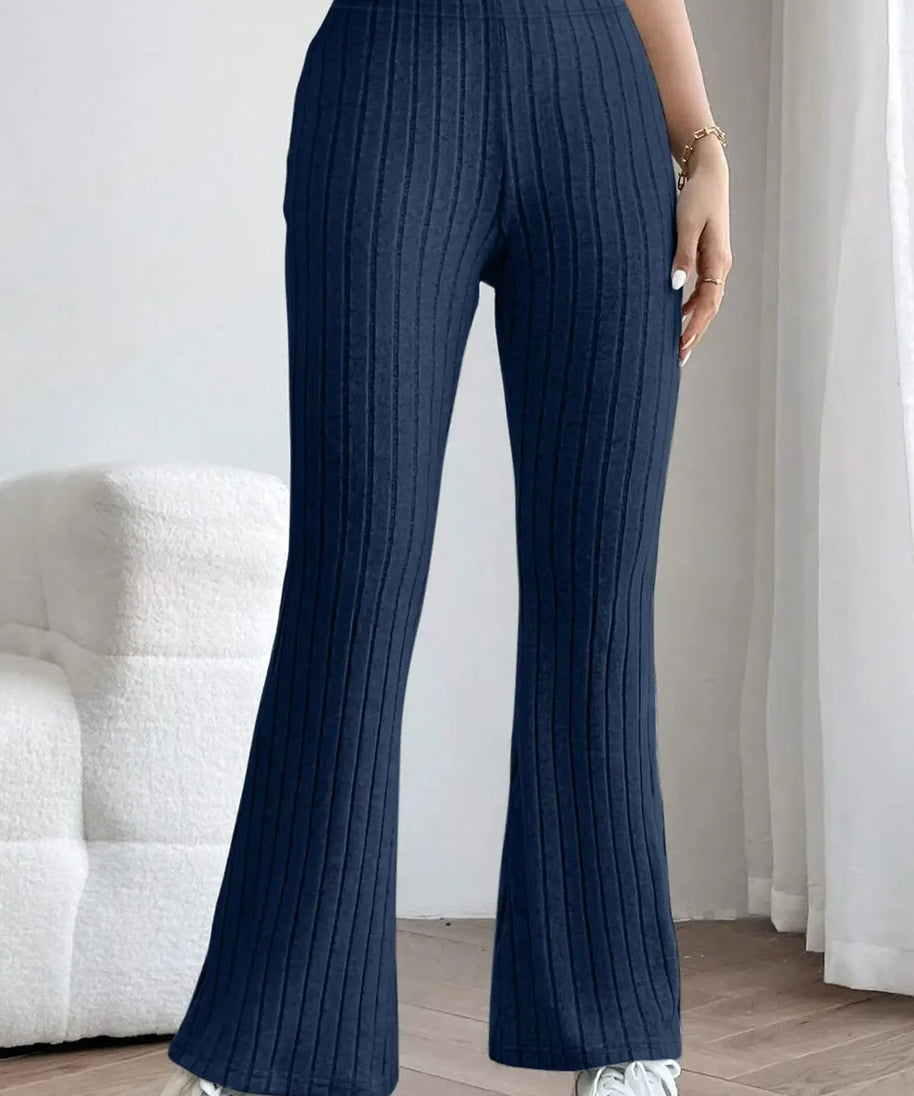 Basic Bae Full Size Ribbed High Waist Flare Pants
