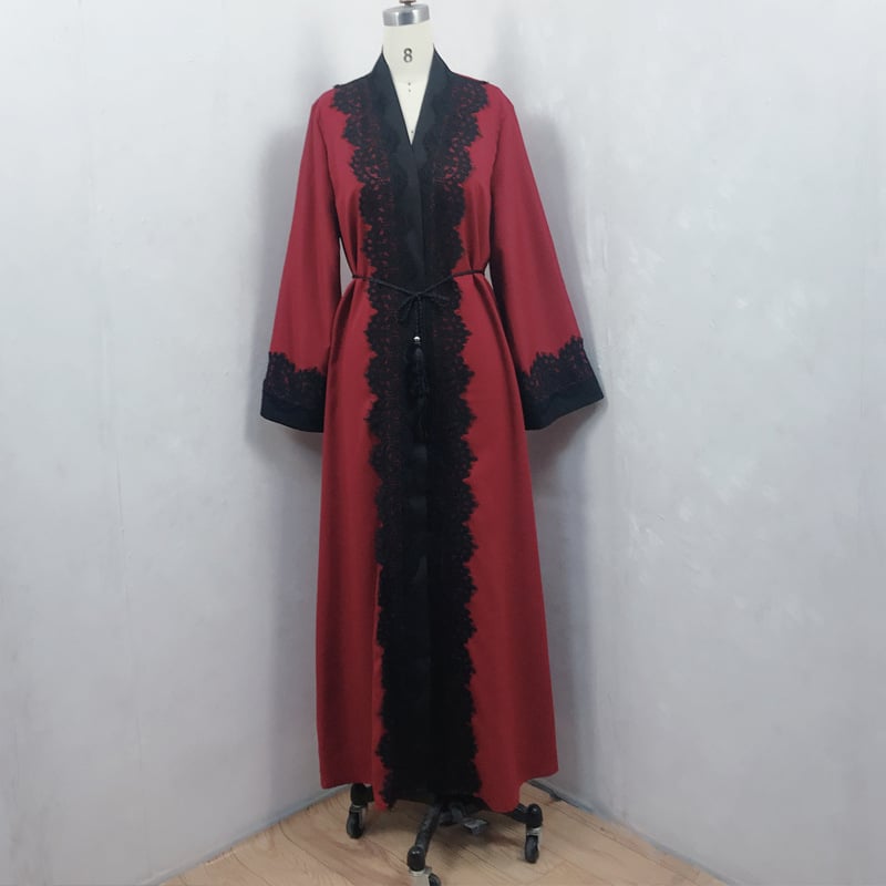 Muslim Women's Lace Dress and Cardigan Robe