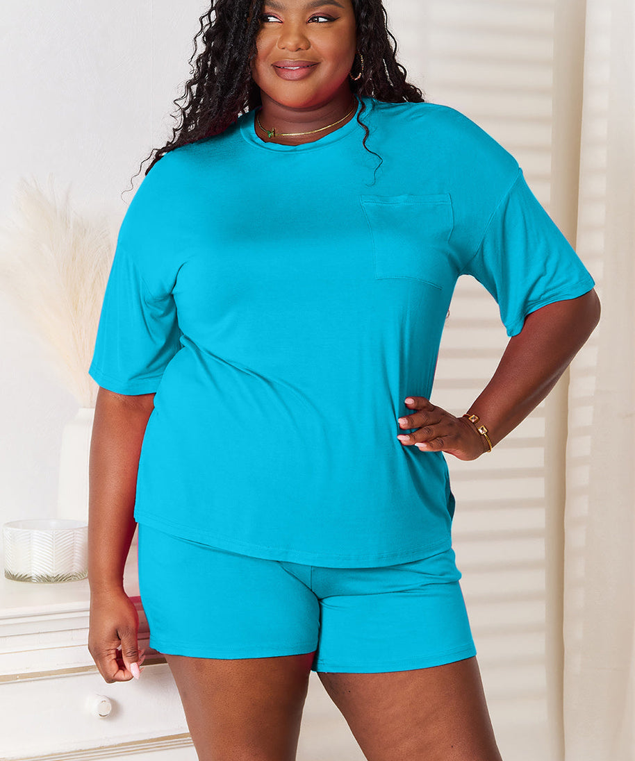 Basic Bae Full Size Soft Rayon Half Sleeve Top and Shorts Set