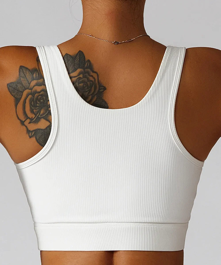 Basic Bae Ribbed Square Neck Cropped Active Tank