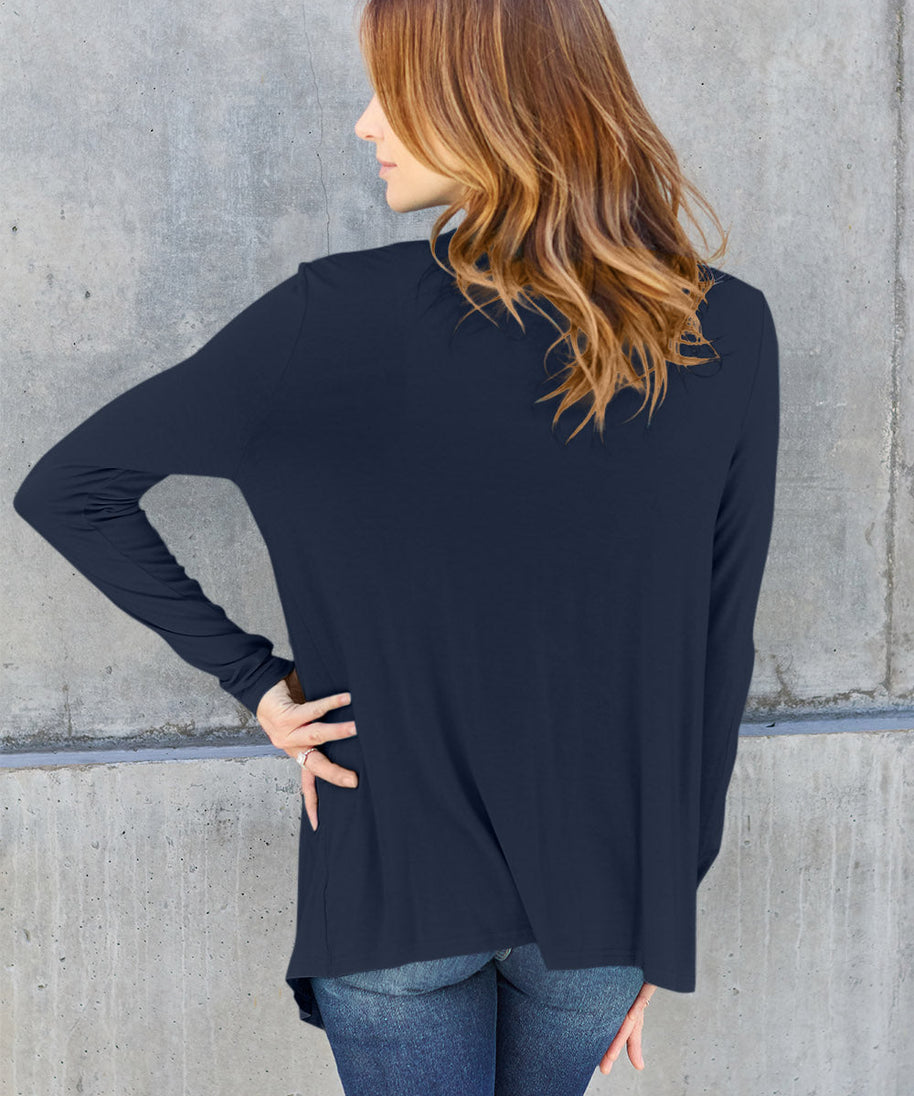 Basic Bae Full Size Open Front Long Sleeve Cardigan