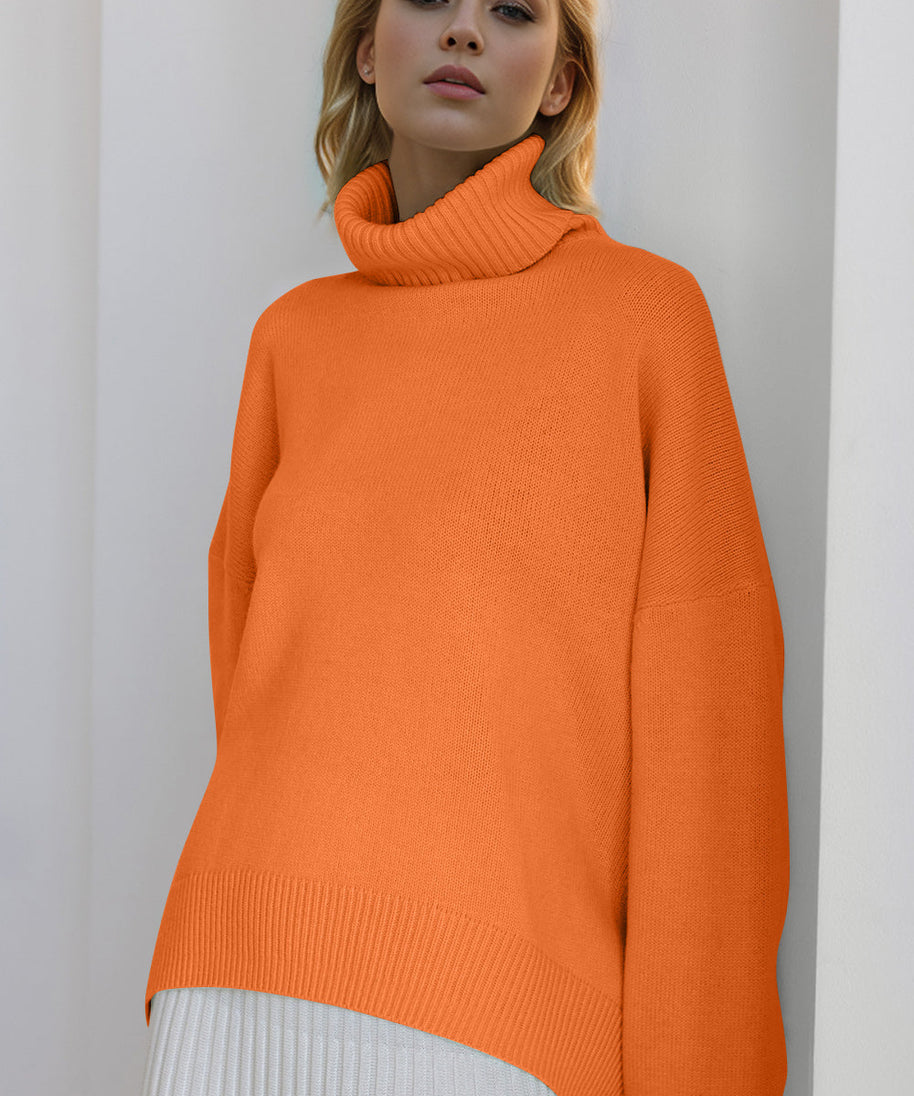 Basic Bae Turtleneck Dropped Shoulder Long Sleeve Sweater