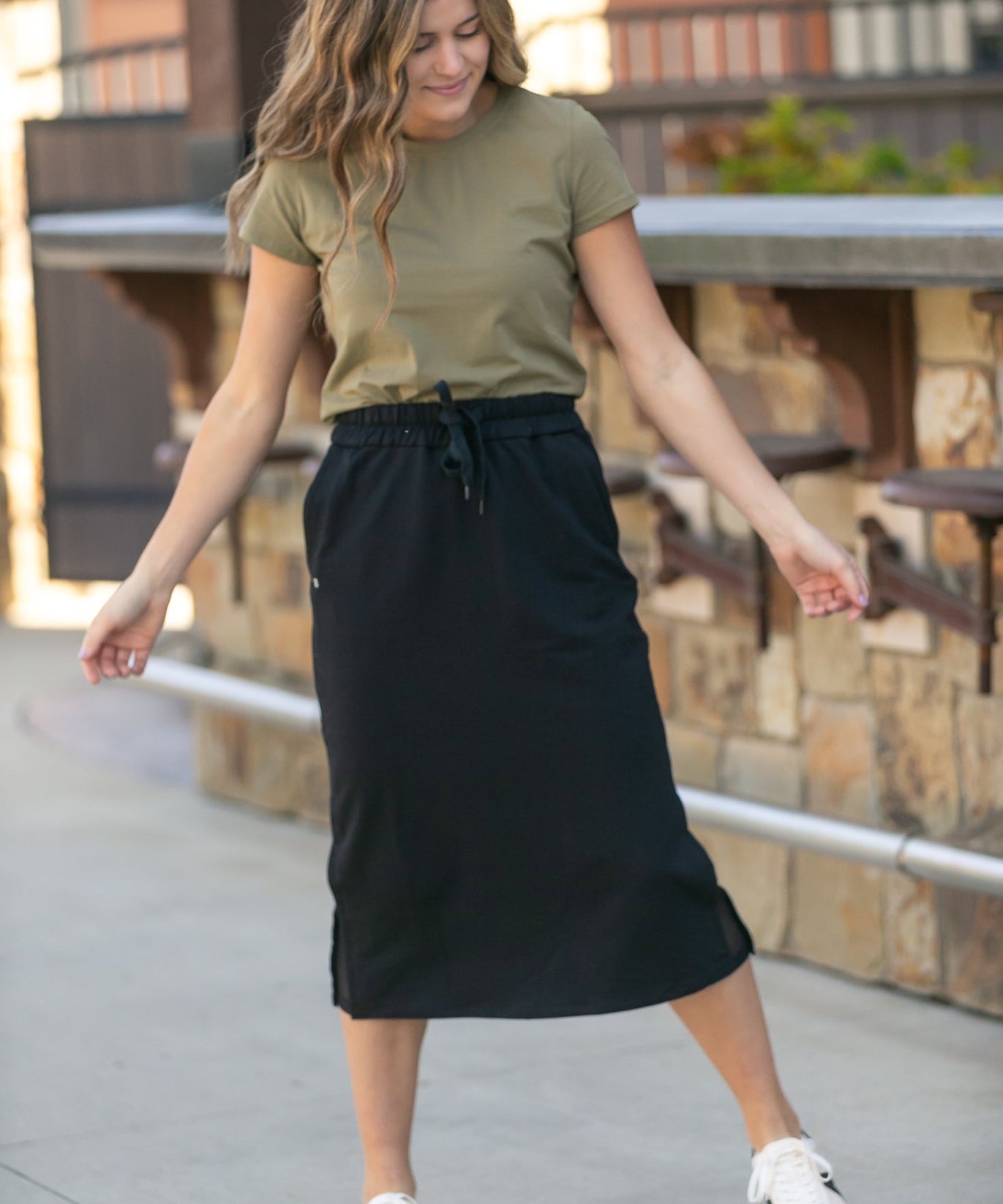 Abbie Mesh Detail Knit Midi Skirt