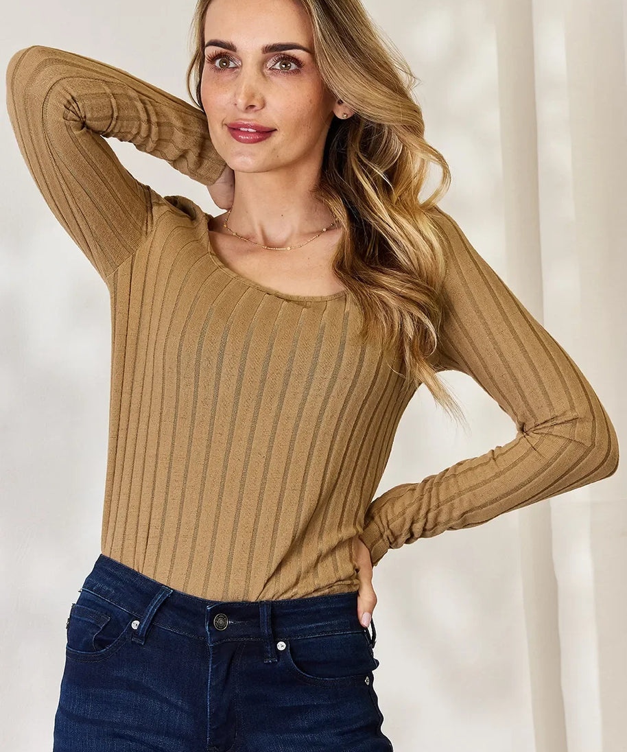 Basic Bae Full Size Ribbed Long Sleeve T-Shirt